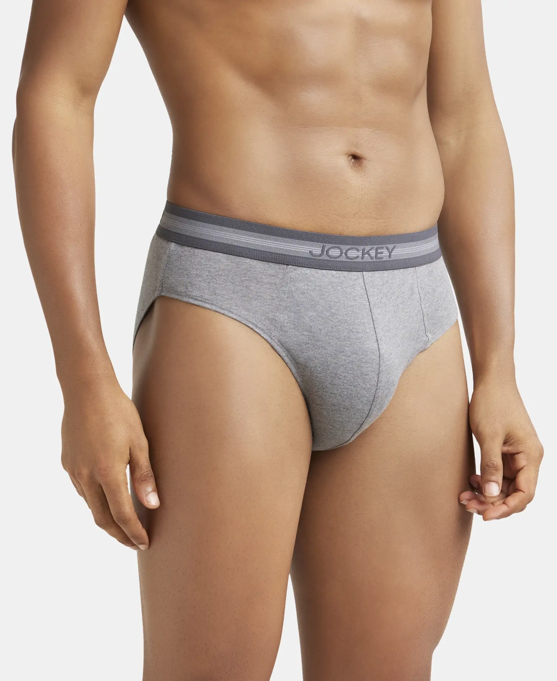 Super Combed Cotton Solid Brief with Stay Fresh Treatment - Mid Grey Melange - Image 2