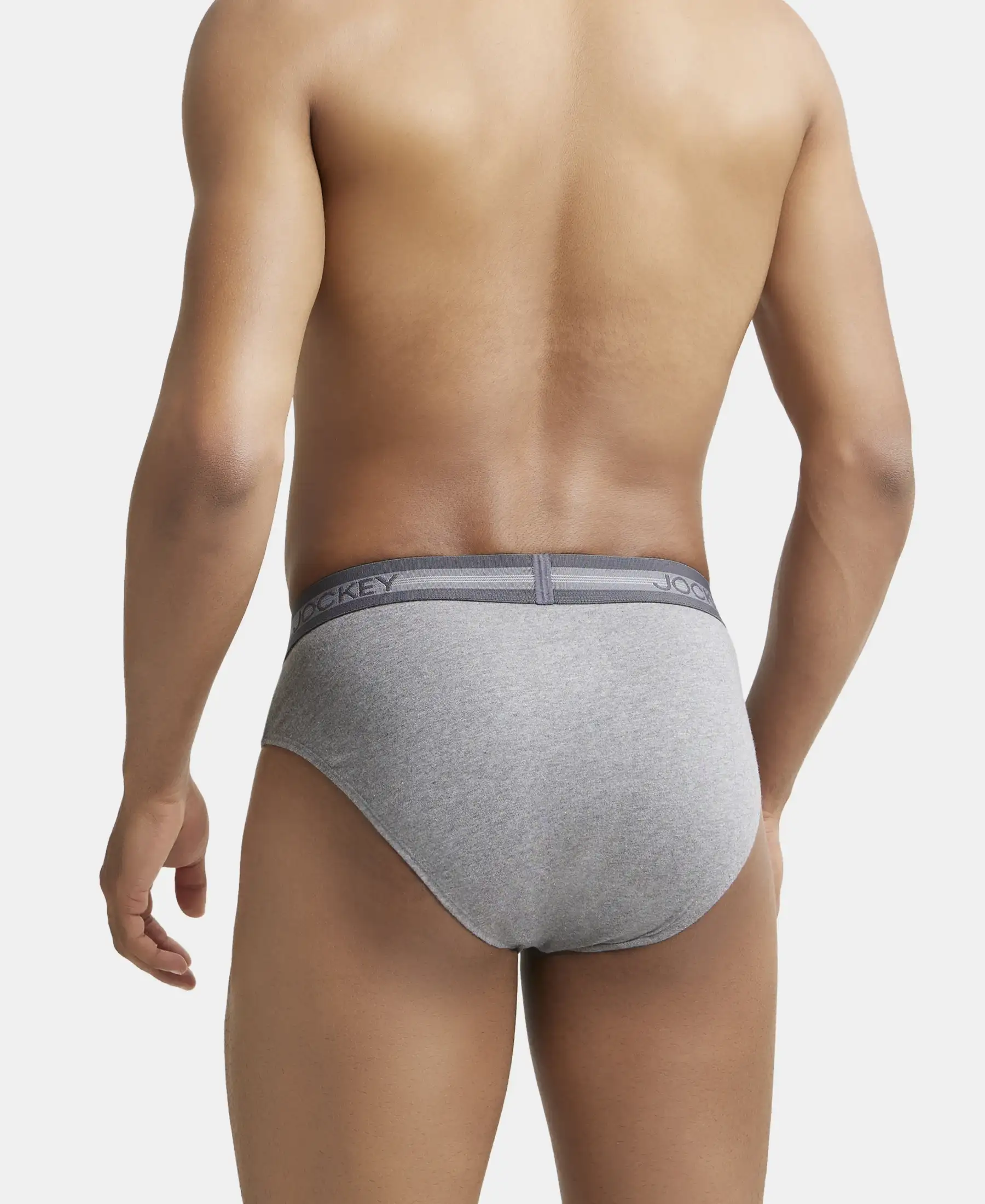 Super Combed Cotton Solid Brief with Stay Fresh Treatment - Mid Grey Melange (Pack of 2) - Image 3