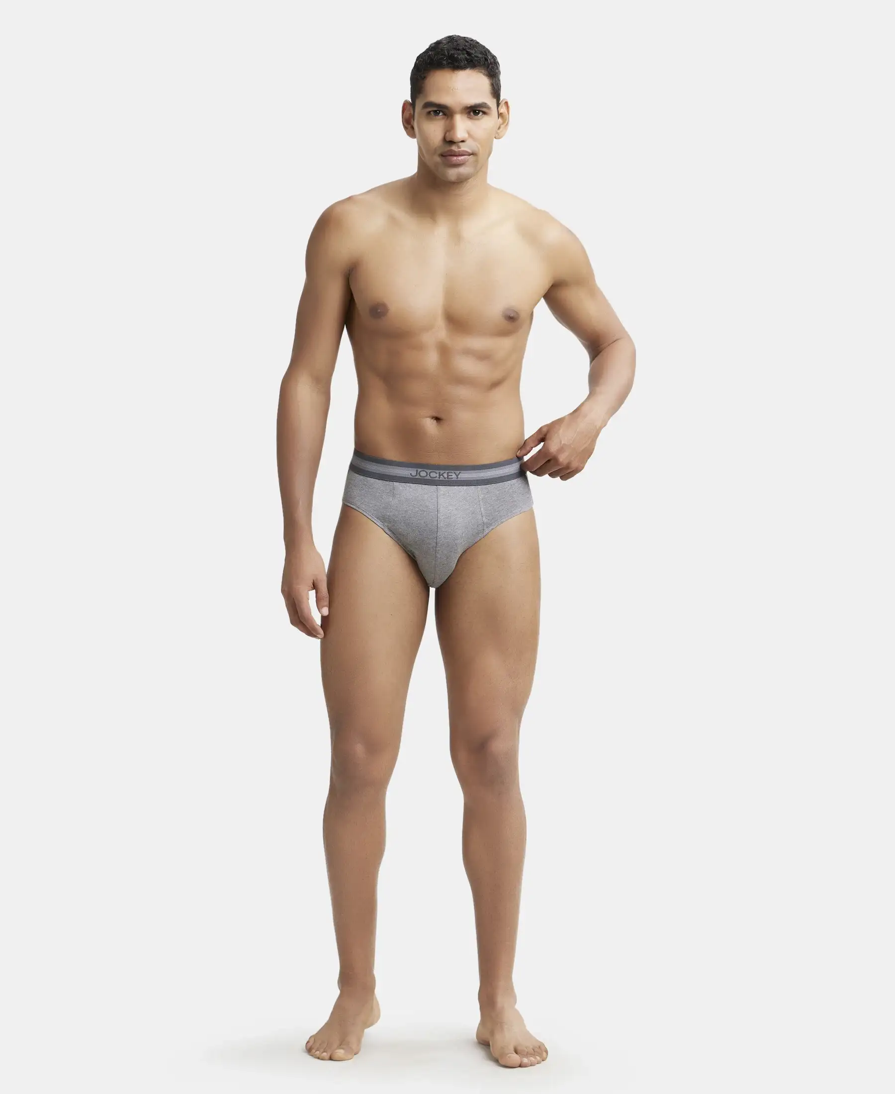 Super Combed Cotton Solid Brief with Stay Fresh Treatment - Mid Grey Melange (Pack of 2) - Image 4