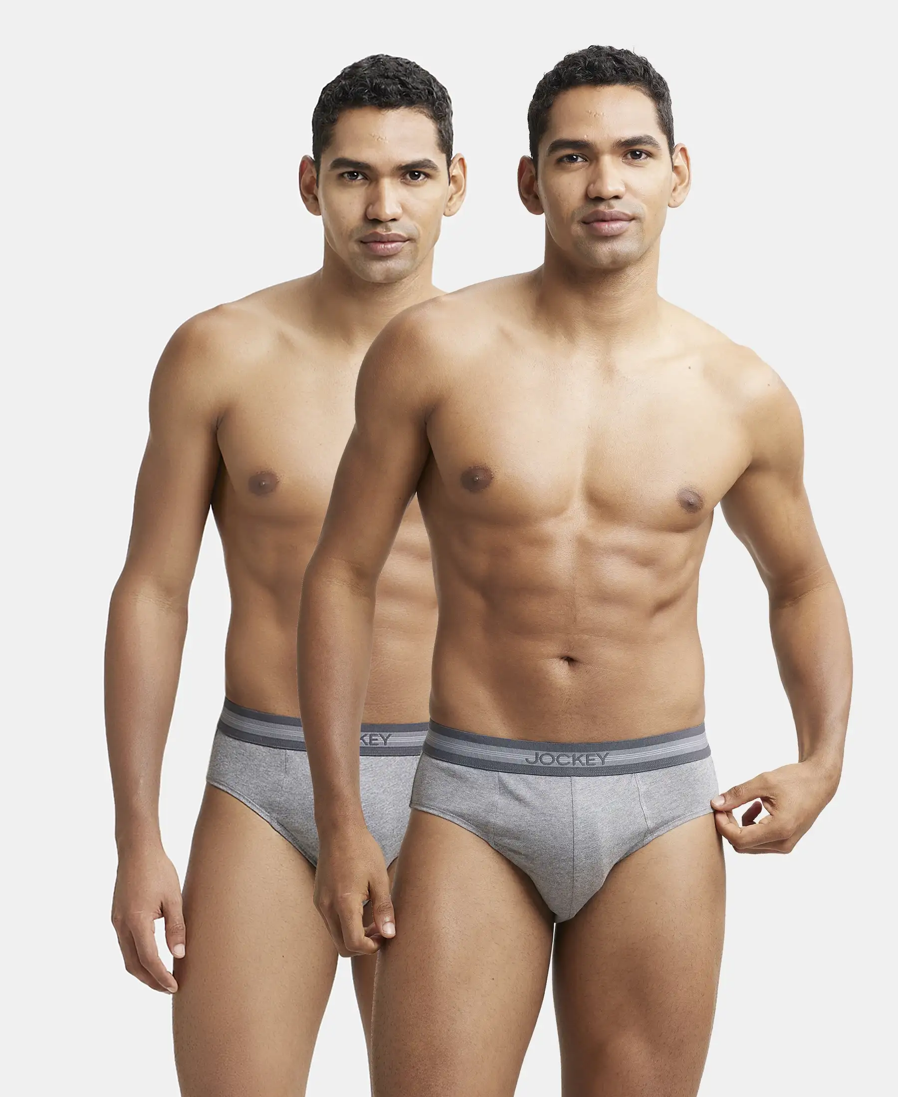 Super Combed Cotton Solid Brief with Stay Fresh Treatment - Mid Grey Melange (Pack of 2) - Image 5