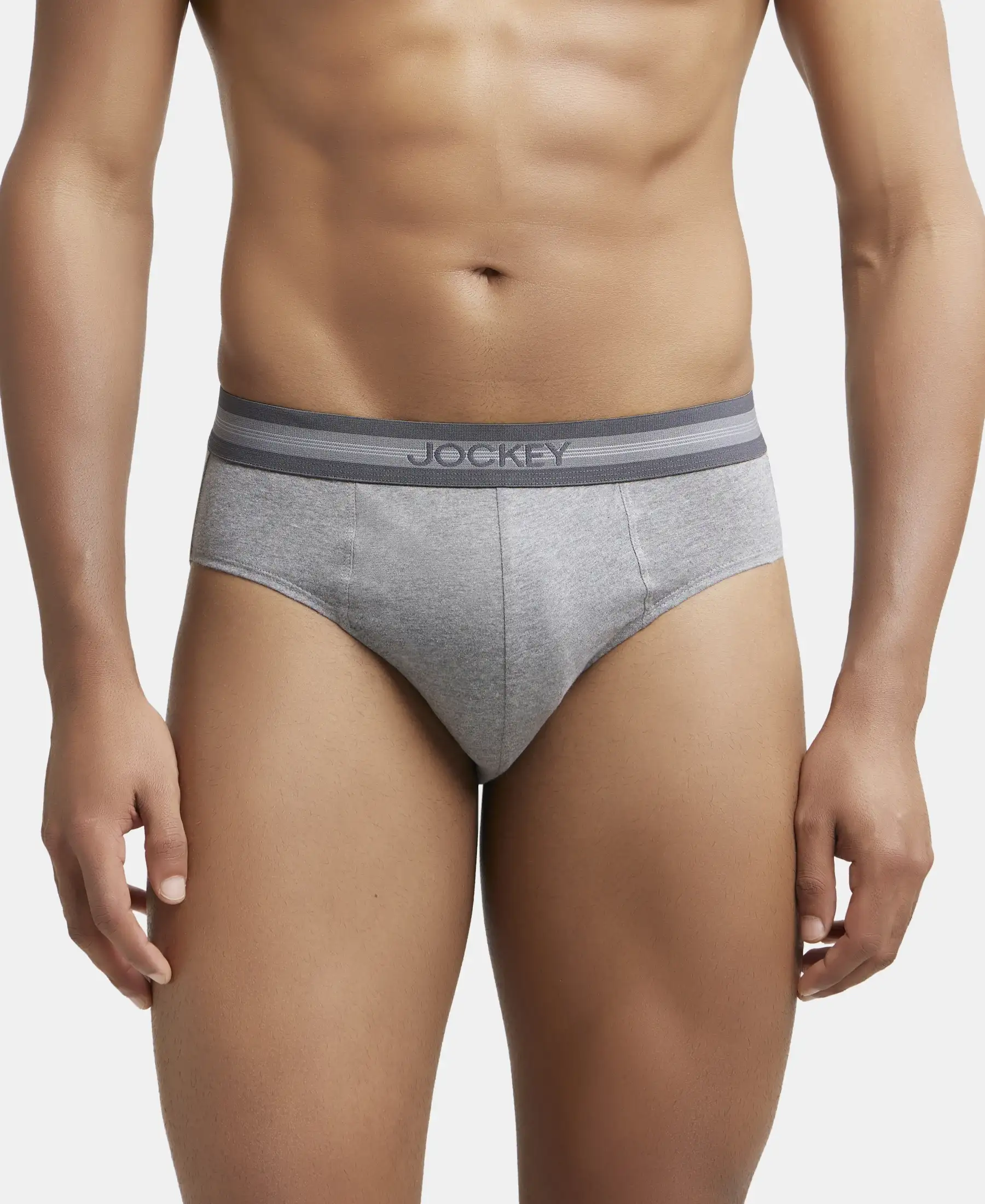 Super Combed Cotton Solid Brief with Stay Fresh Treatment - Mid Grey Melange (Pack of 2) - Image 7