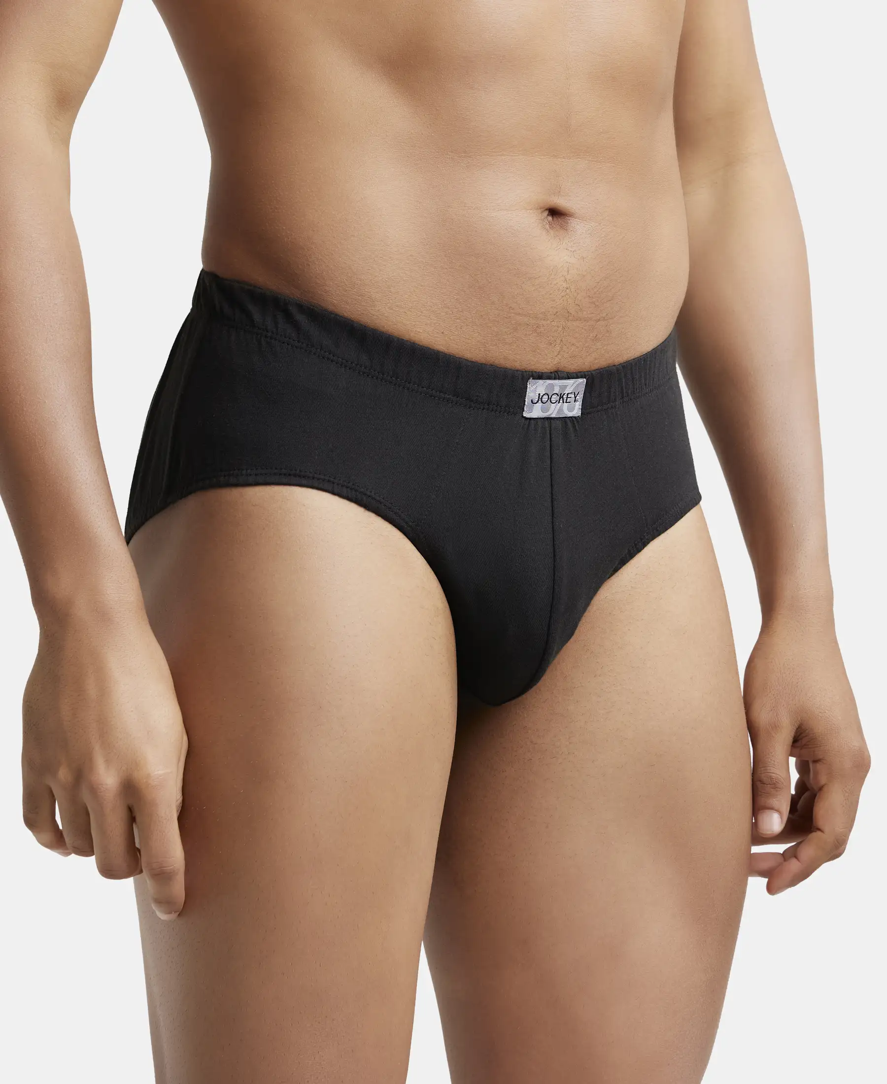 Super Combed Cotton Solid Brief with Ultrasoft Concealed Waistband - Black - Image 2