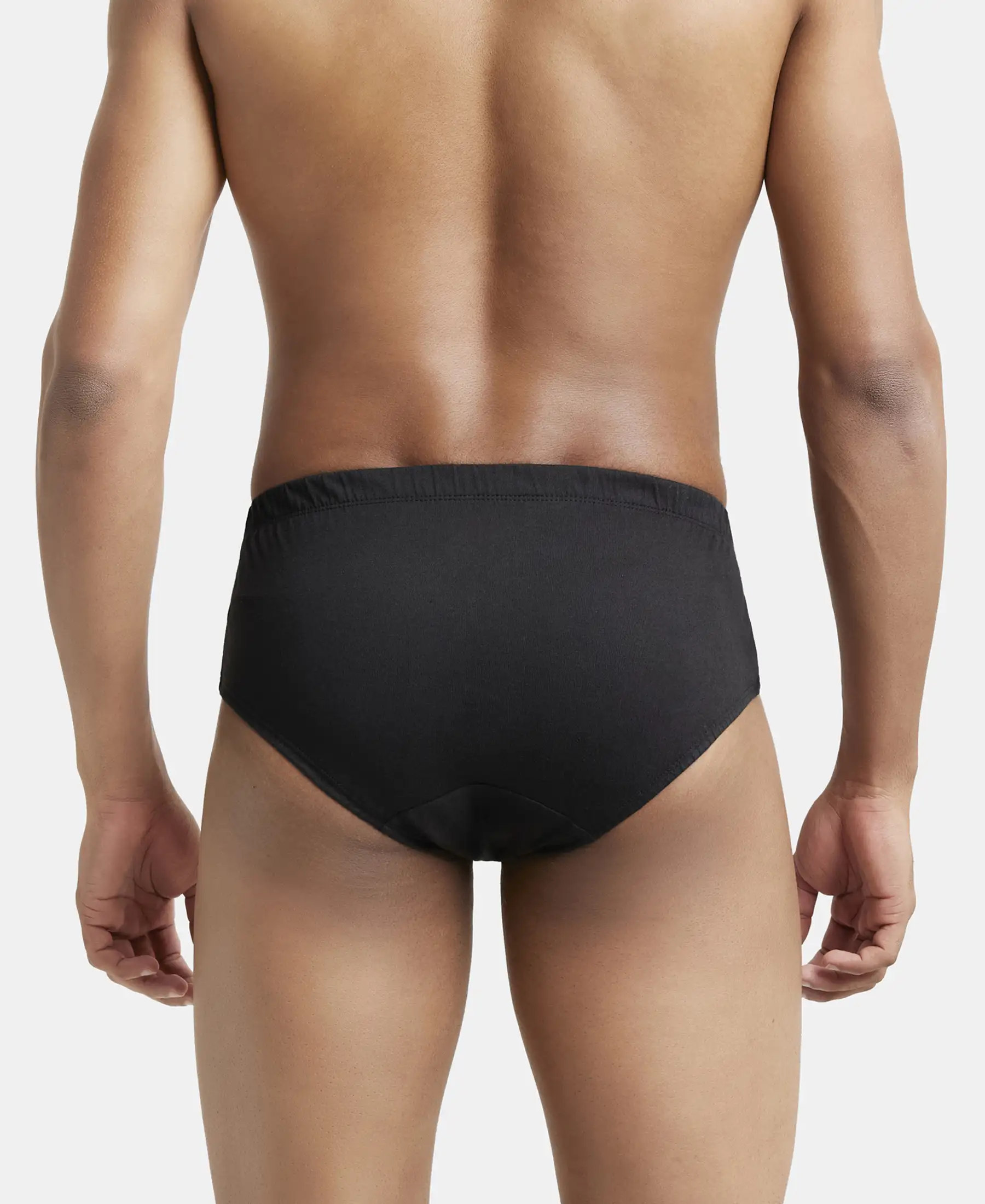 Super Combed Cotton Solid Brief with Ultrasoft Concealed Waistband - Black (Pack of 2) - Image 3