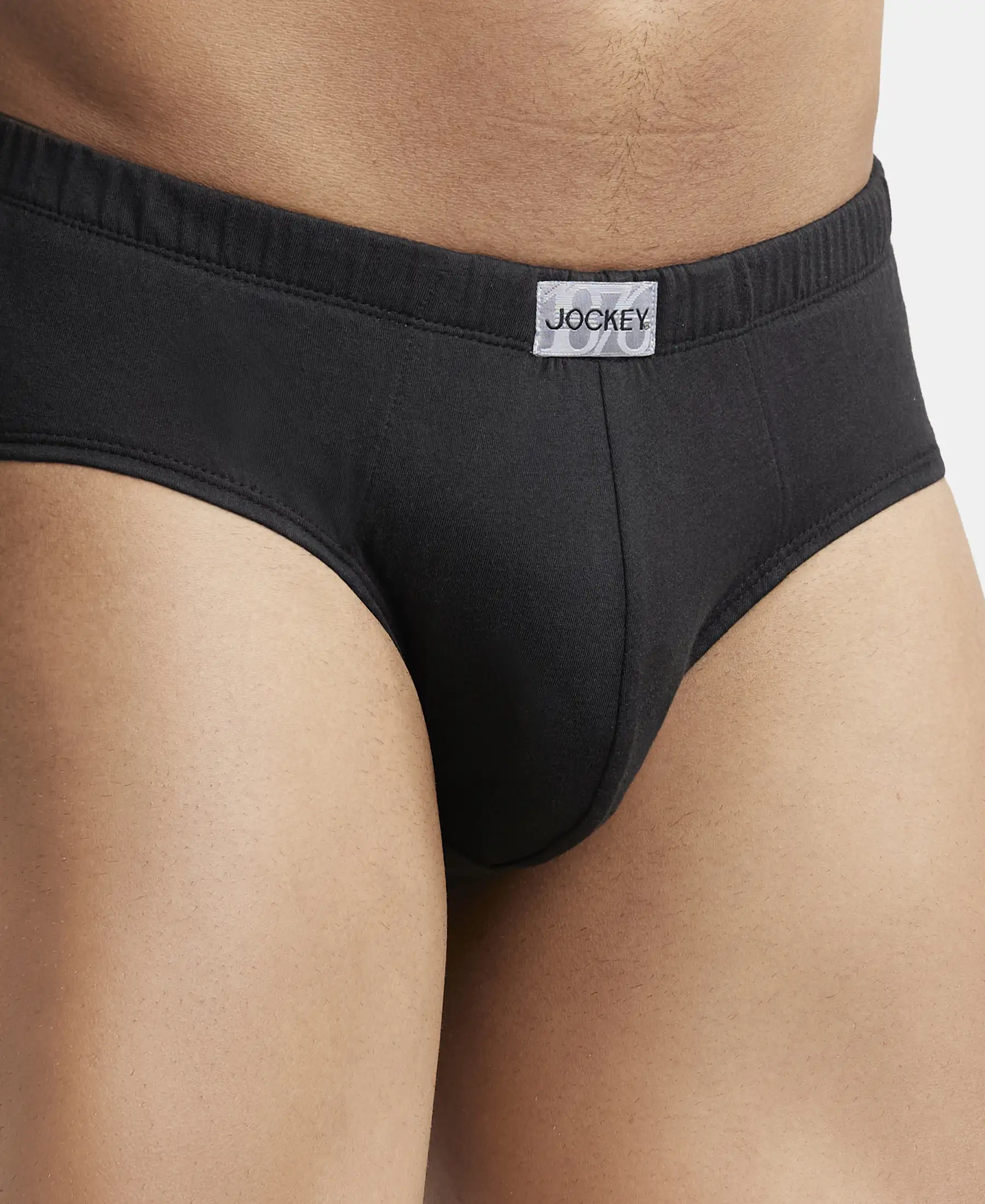 Super Combed Cotton Solid Brief with Ultrasoft Concealed Waistband - Black (Pack of 2) - Image 6