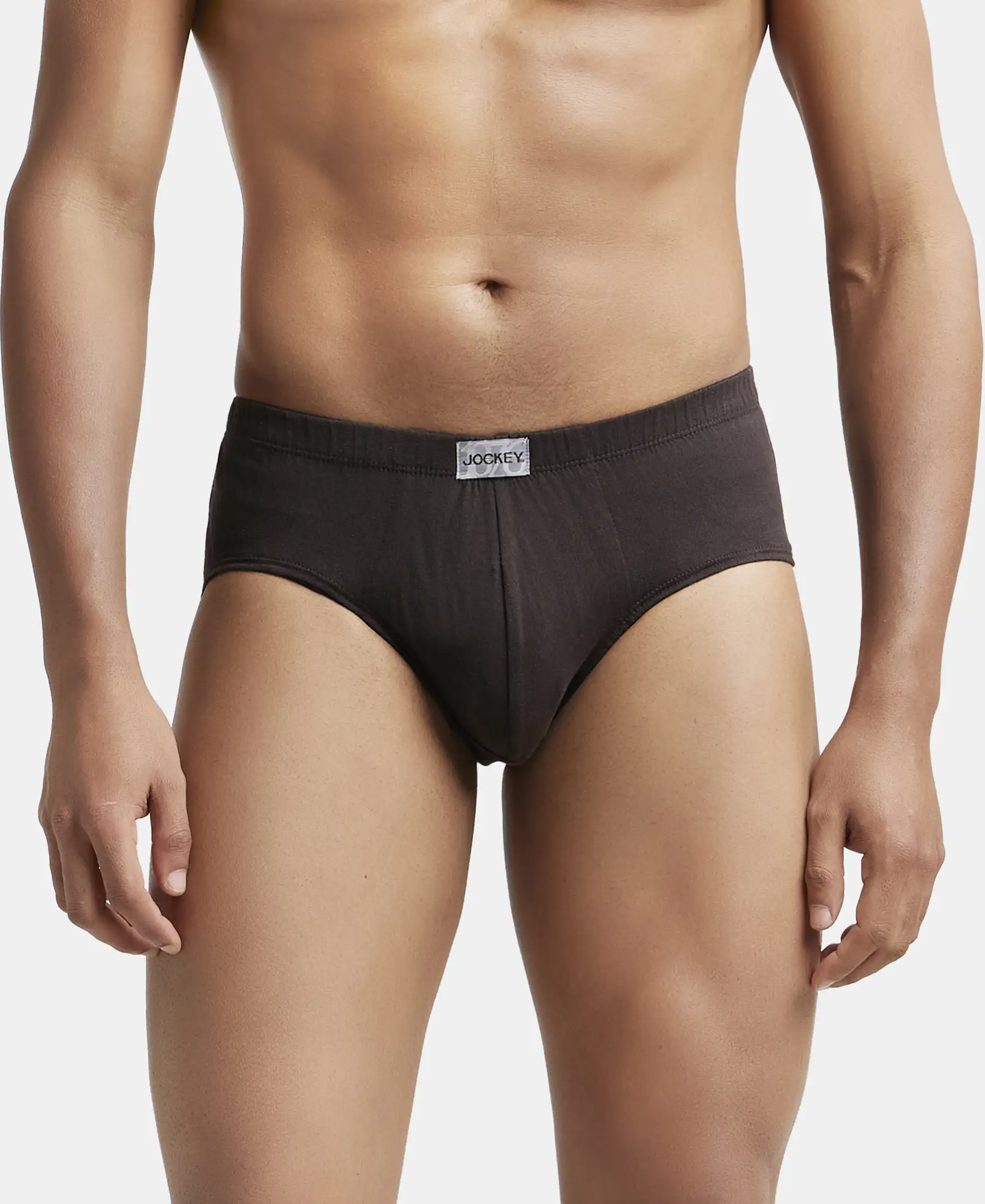 Super Combed Cotton Solid Brief with Ultrasoft Concealed Waistband - Brown