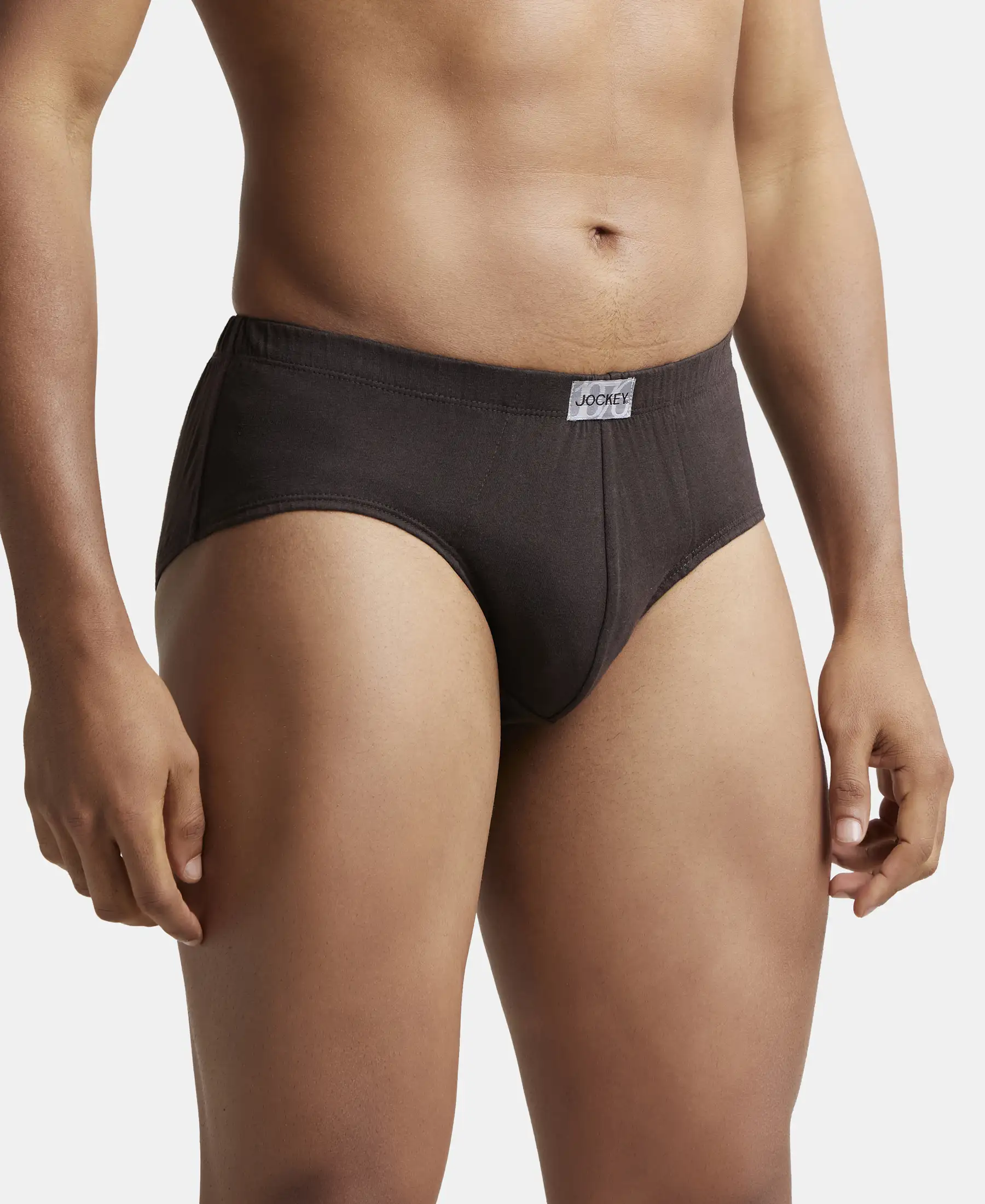 Super Combed Cotton Solid Brief with Ultrasoft Concealed Waistband - Brown - Image 2