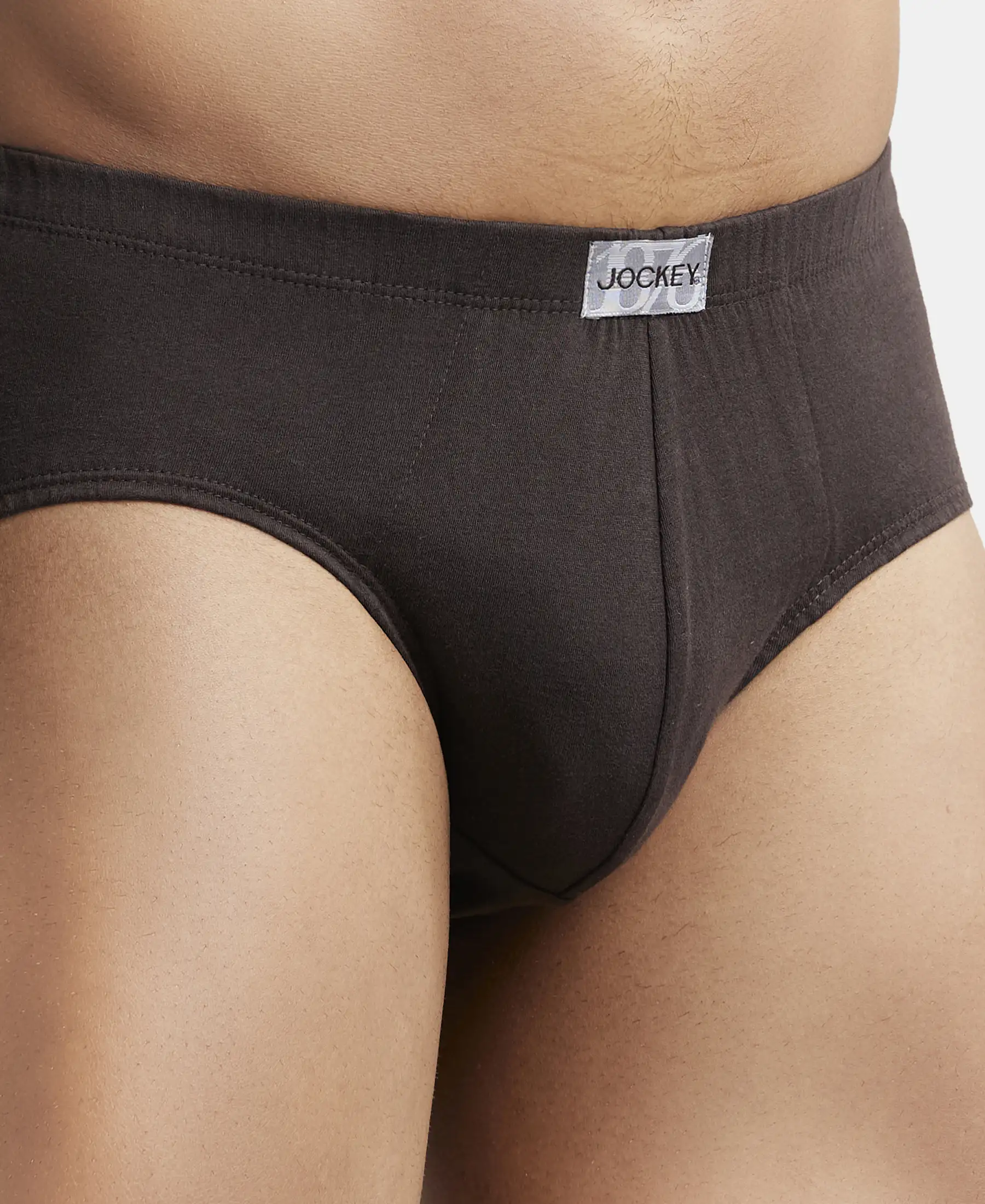 Super Combed Cotton Solid Brief with Ultrasoft Concealed Waistband - Brown - Image 6
