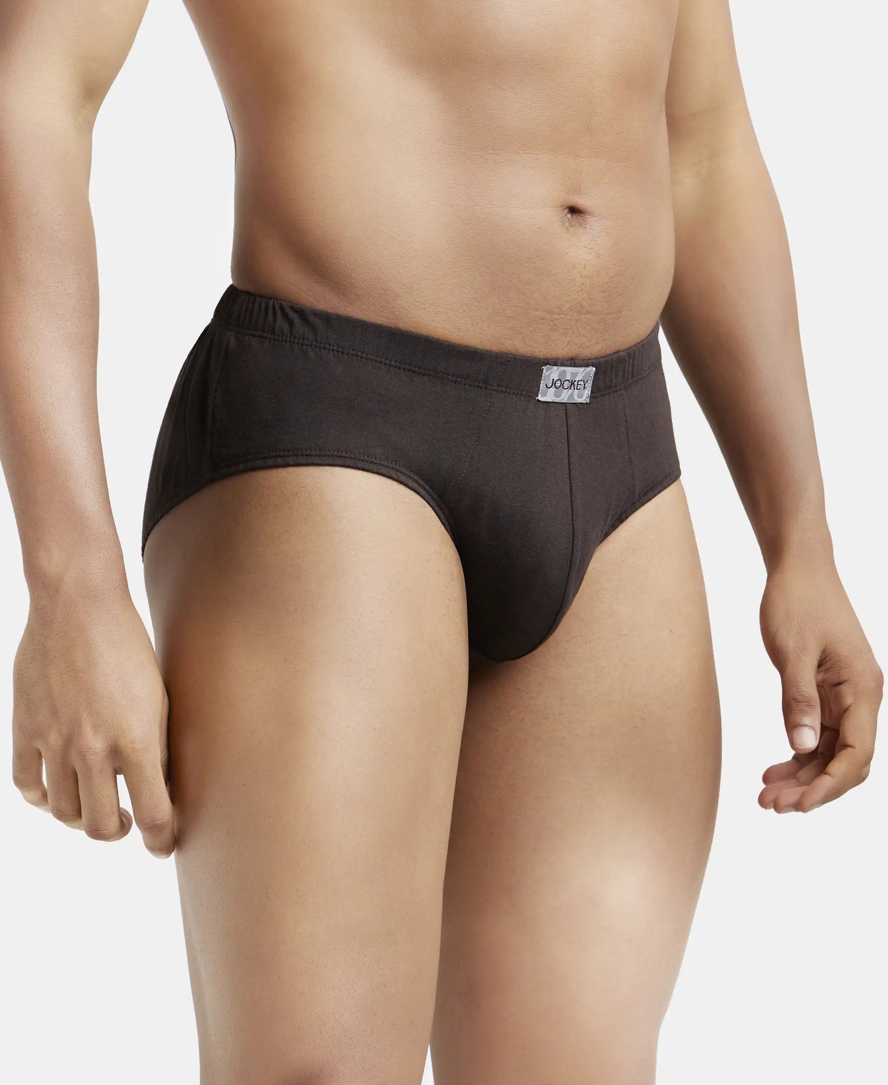 Super Combed Cotton Solid Brief with Ultrasoft Concealed Waistband - Brown (Pack of 2) - Image 2