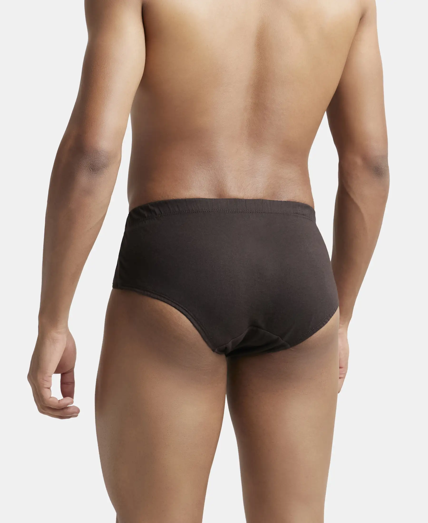 Super Combed Cotton Solid Brief with Ultrasoft Concealed Waistband - Brown (Pack of 2) - Image 3