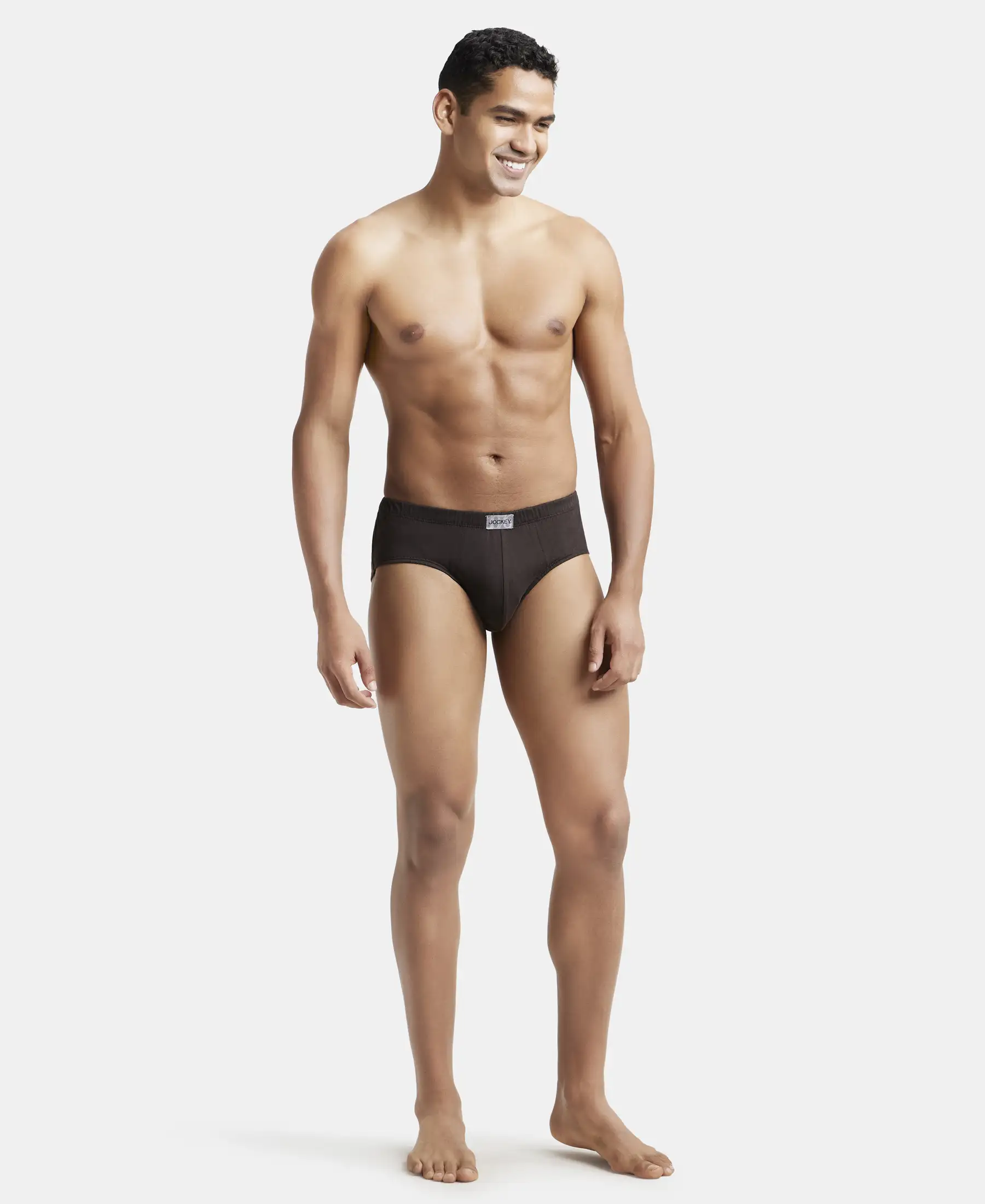 Super Combed Cotton Solid Brief with Ultrasoft Concealed Waistband - Brown (Pack of 2) - Image 4