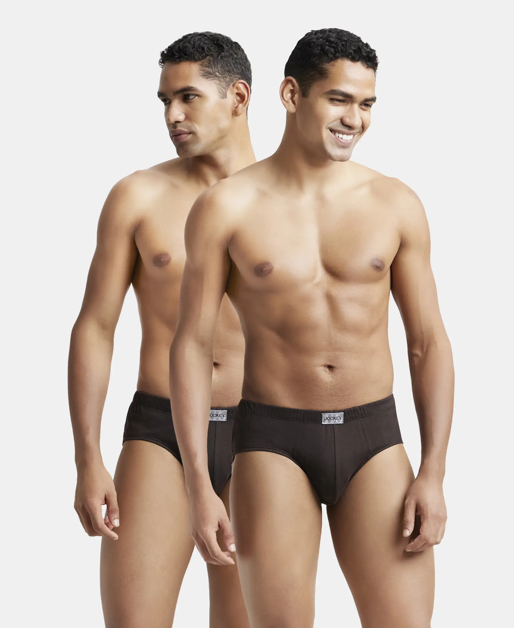 Super Combed Cotton Solid Brief with Ultrasoft Concealed Waistband - Brown (Pack of 2) - Image 5