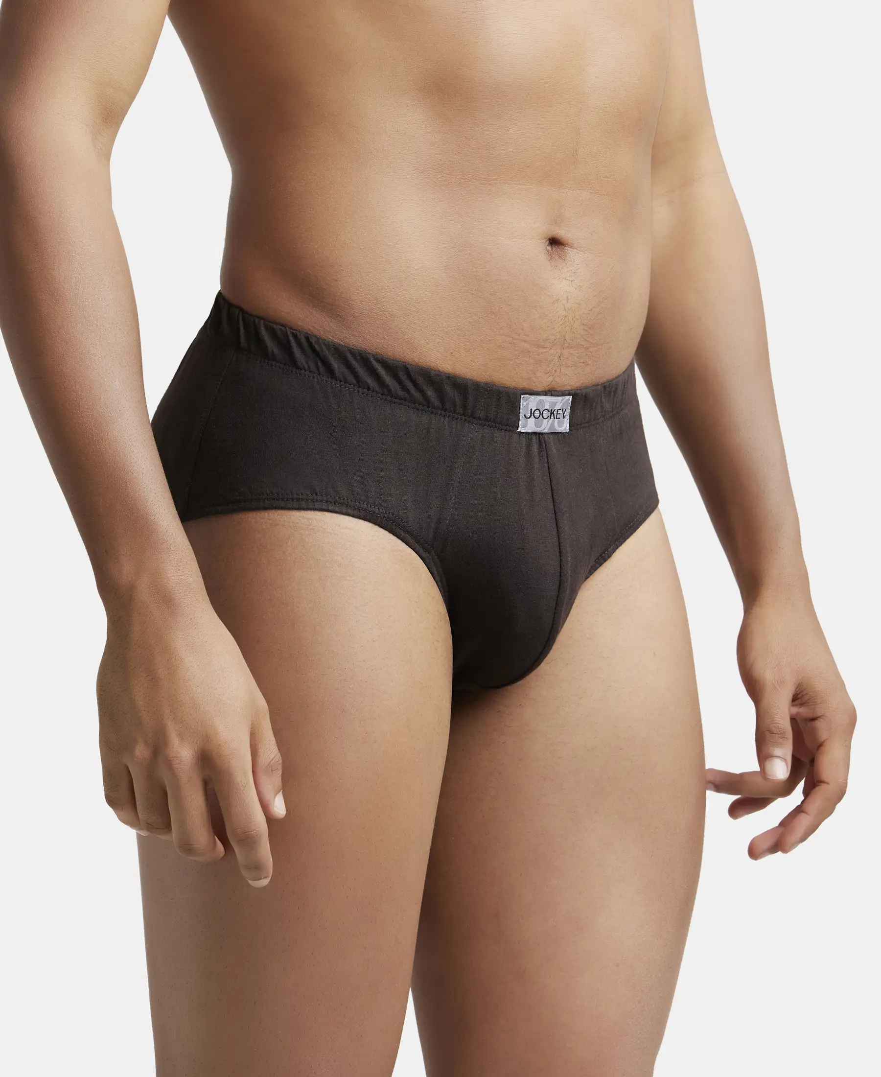 Super Combed Cotton Solid Brief with Ultrasoft Concealed Waistband - Brown (Pack of 3) - Image 2