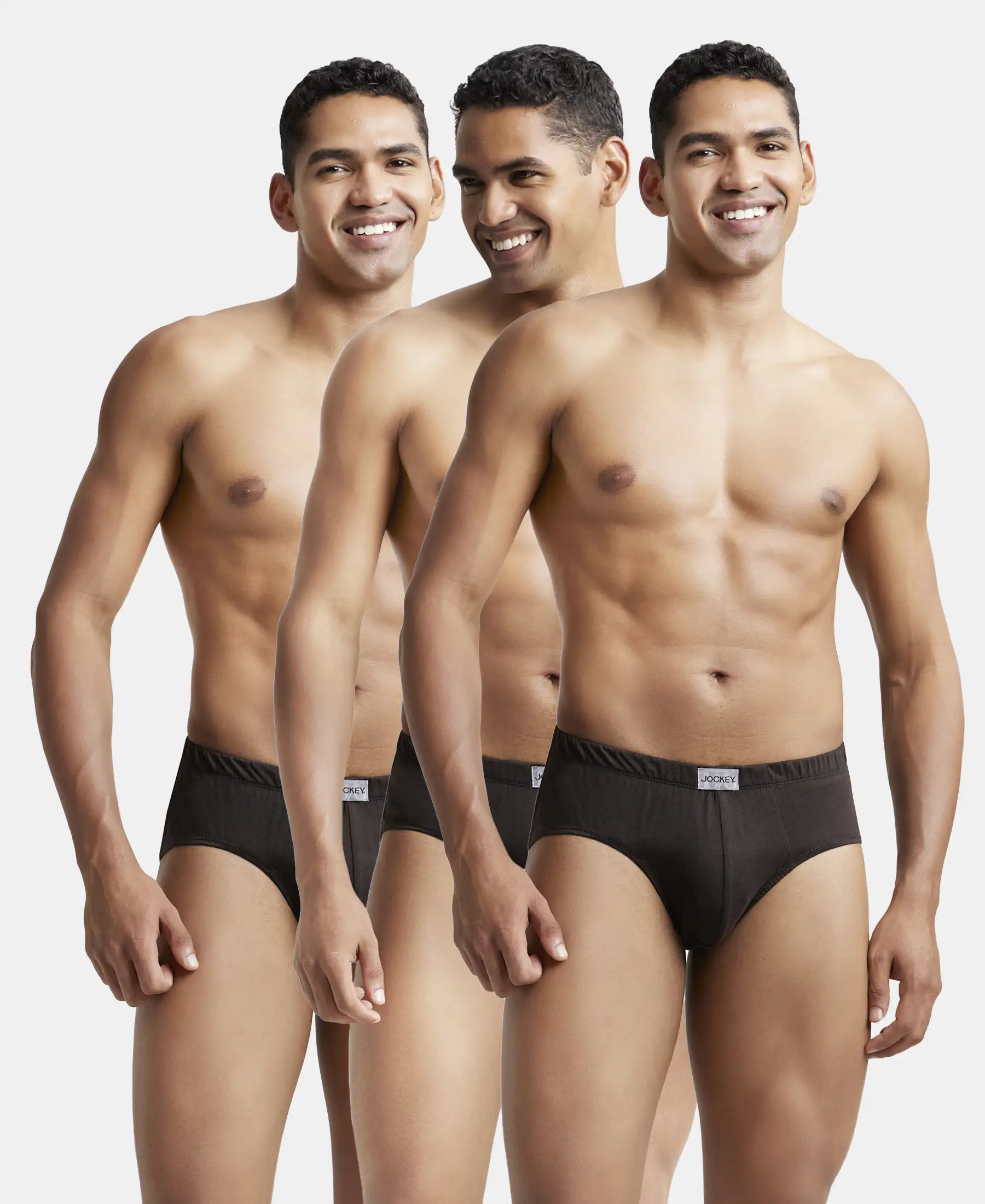 Super Combed Cotton Solid Brief with Ultrasoft Concealed Waistband - Brown (Pack of 3) - Image 5