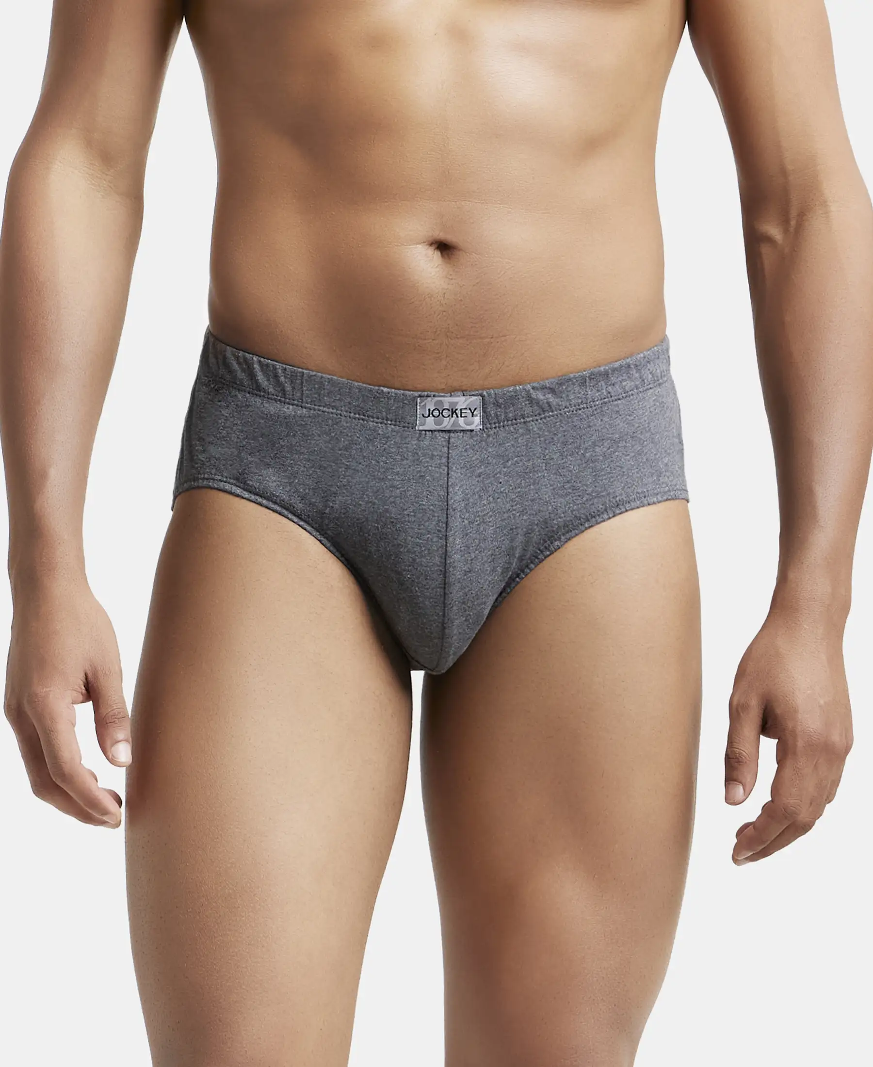 Super Combed Cotton Solid Brief with Ultrasoft Concealed Waistband - Charcoal Melange (Pack of 3) - Image 7
