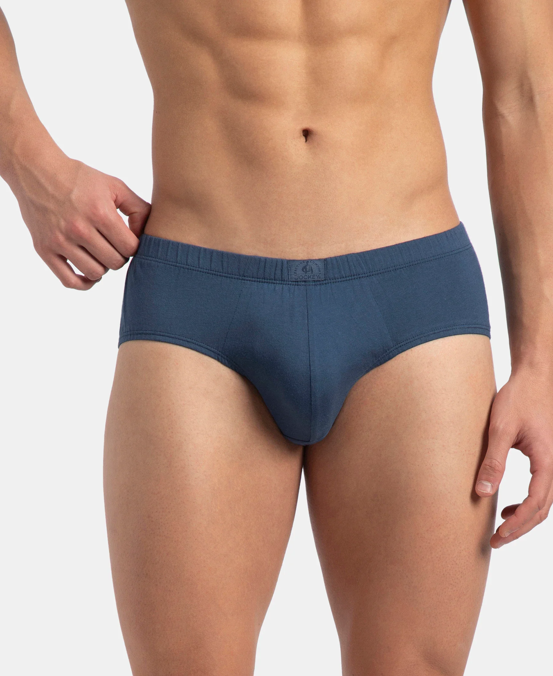Super Combed Cotton Solid Brief with Ultrasoft Concealed Waistband - Dark Denim (Pack of 2) - Image 2