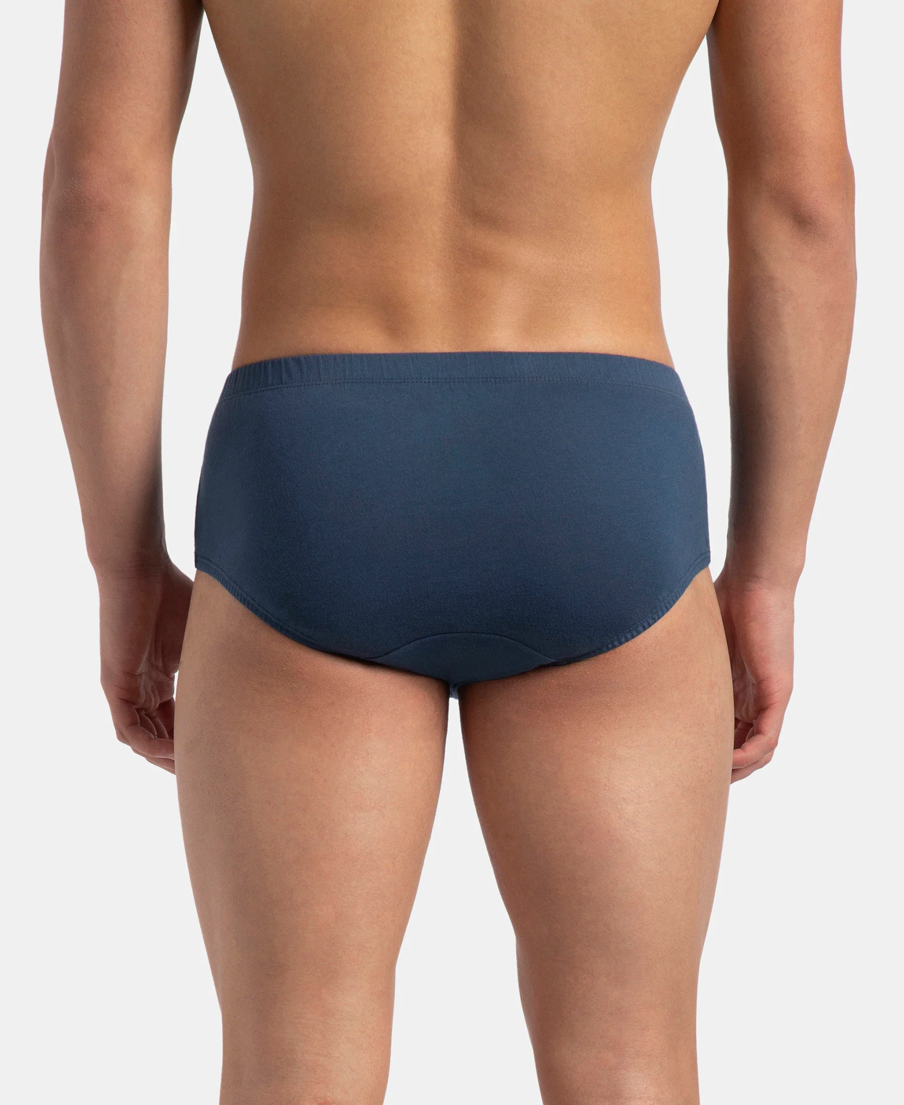 Super Combed Cotton Solid Brief with Ultrasoft Concealed Waistband - Dark Denim (Pack of 3) - Image 4