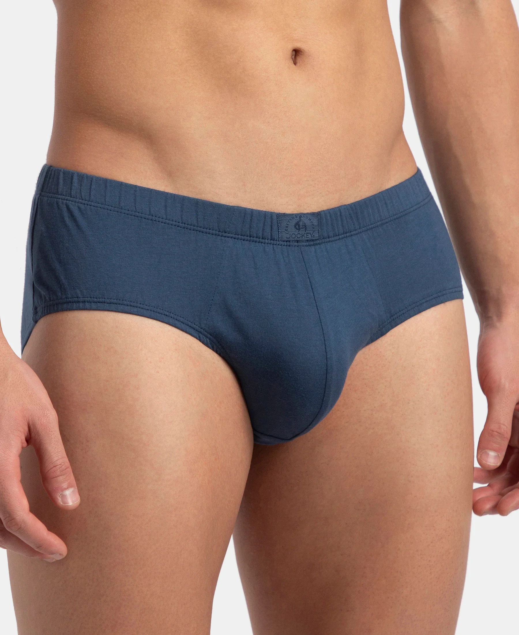 Super Combed Cotton Solid Brief with Ultrasoft Concealed Waistband - Dark Denim (Pack of 3) - Image 8