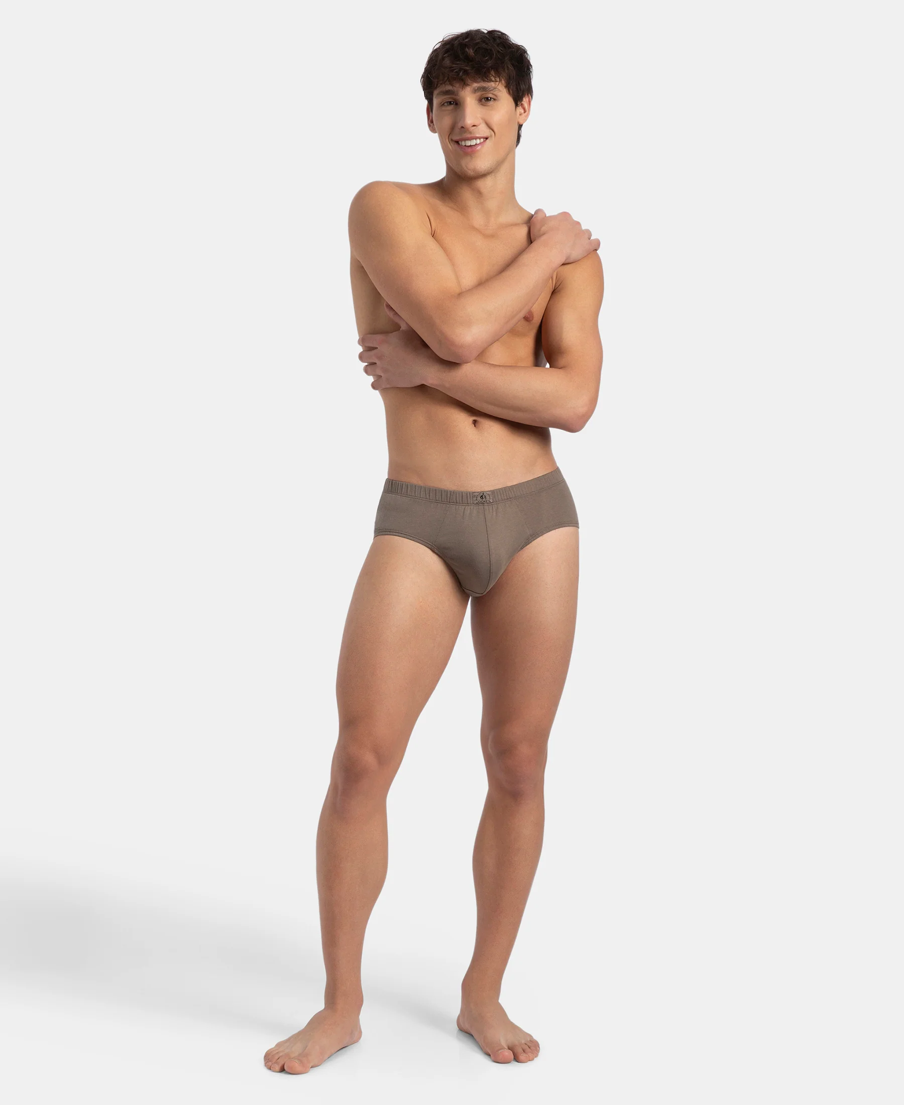 Super Combed Cotton Solid Brief with Ultrasoft Concealed Waistband - Dark Khaki (Pack of 2) - Image 4