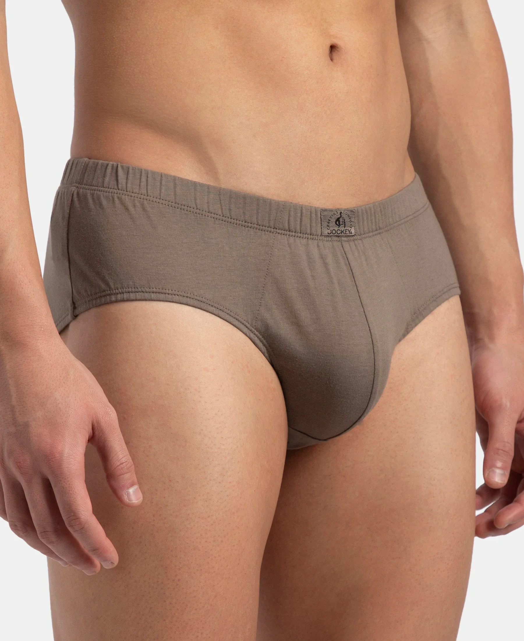 Super Combed Cotton Solid Brief with Ultrasoft Concealed Waistband - Dark Khaki (Pack of 2) - Image 6