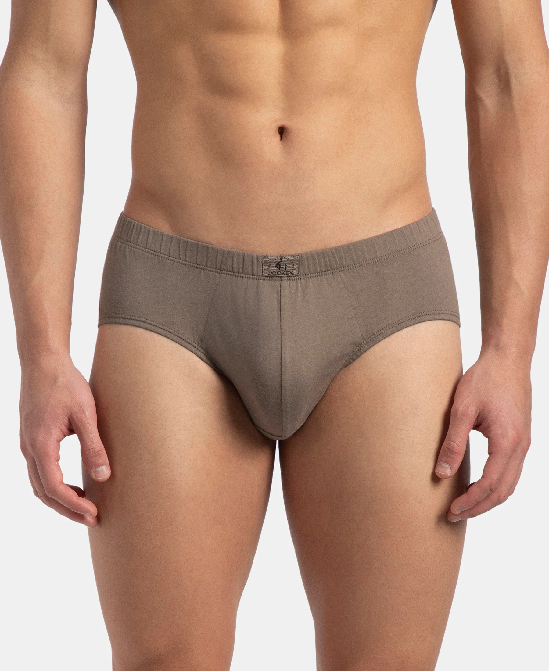 Super Combed Cotton Solid Brief with Ultrasoft Concealed Waistband - Dark Khaki (Pack of 2) - Image 7