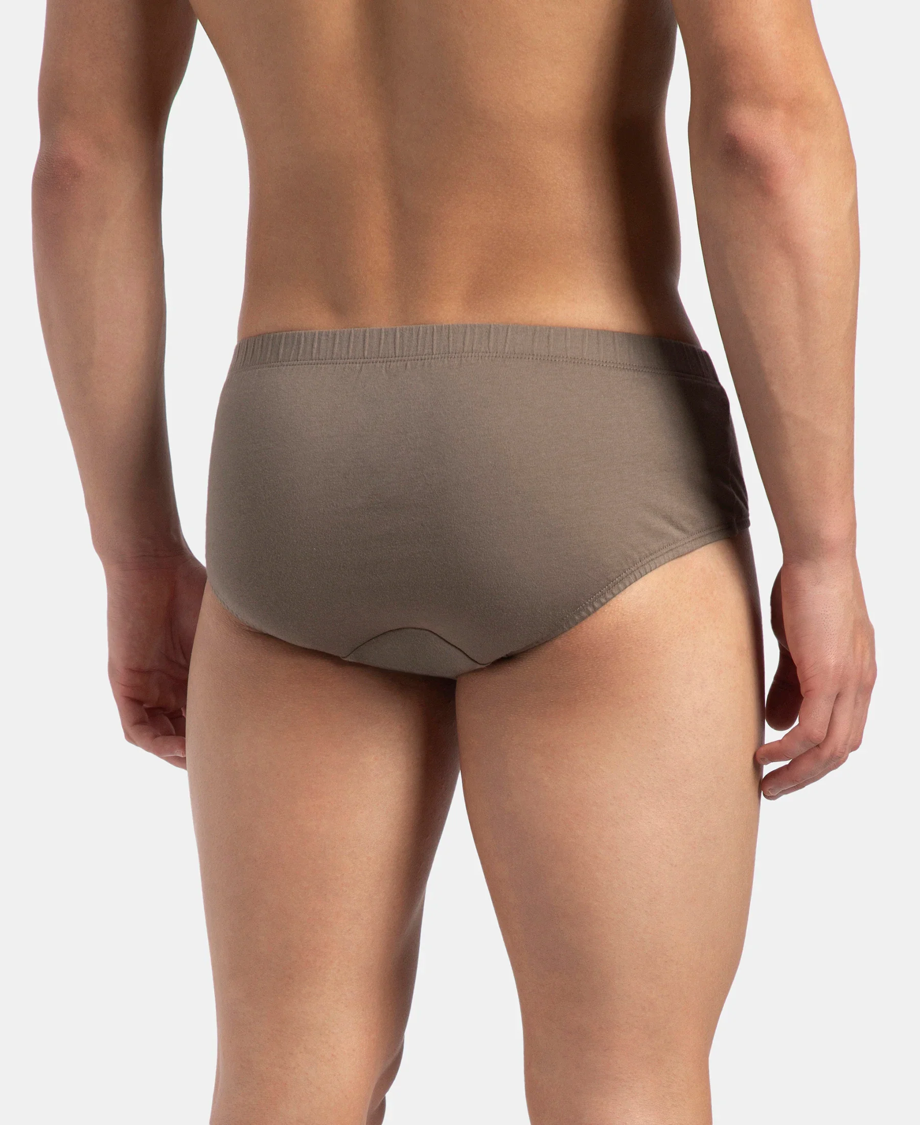 Super Combed Cotton Solid Brief with Ultrasoft Concealed Waistband - Dark Khaki (Pack of 3) - Image 3