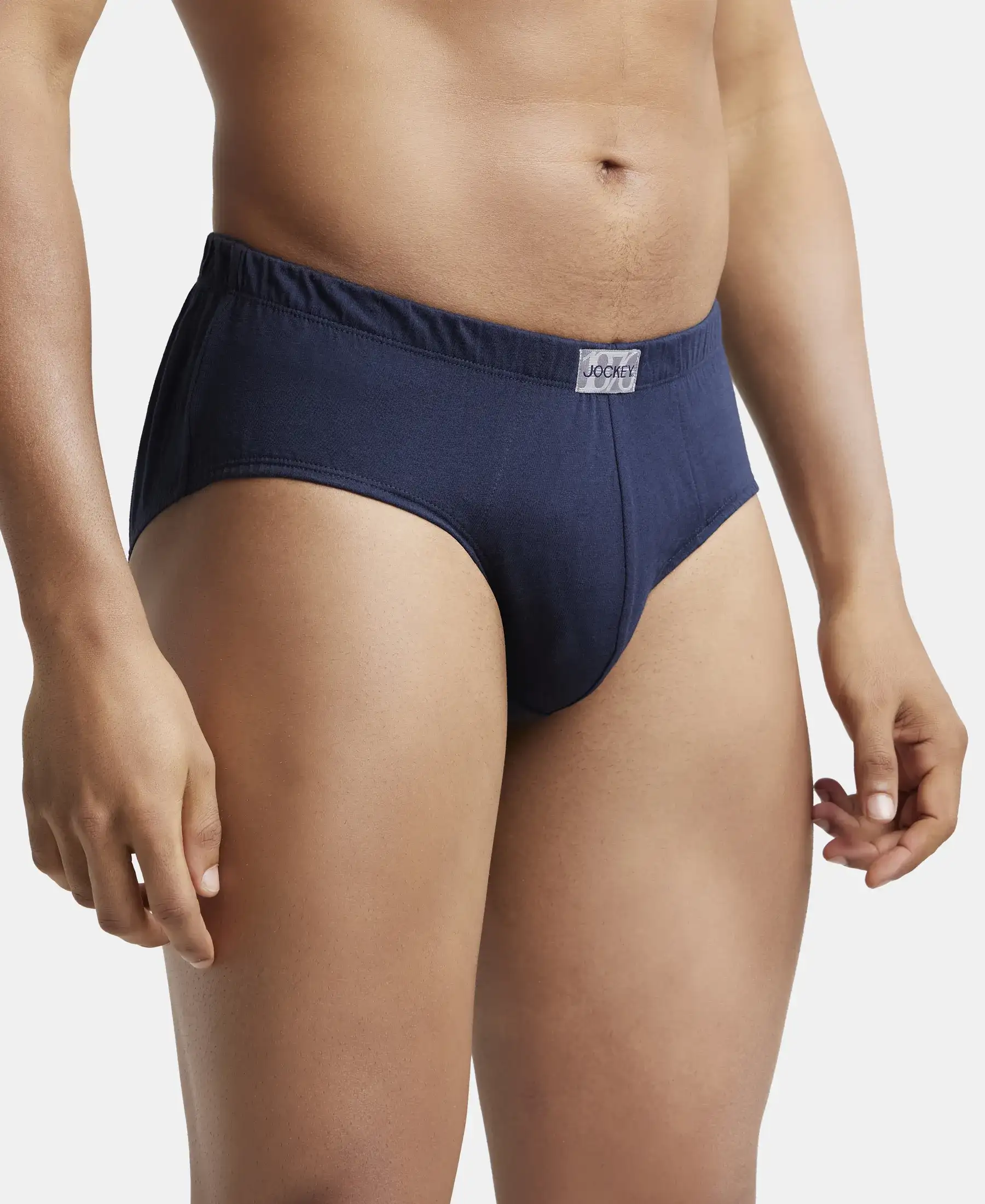 Super Combed Cotton Solid Brief with Ultrasoft Concealed Waistband - Deep Navy - Image 2