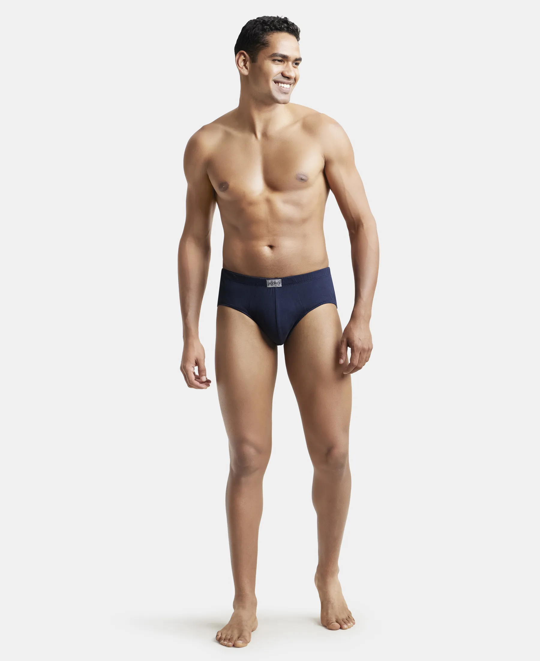 Super Combed Cotton Solid Brief with Ultrasoft Concealed Waistband - Deep Navy - Image 4