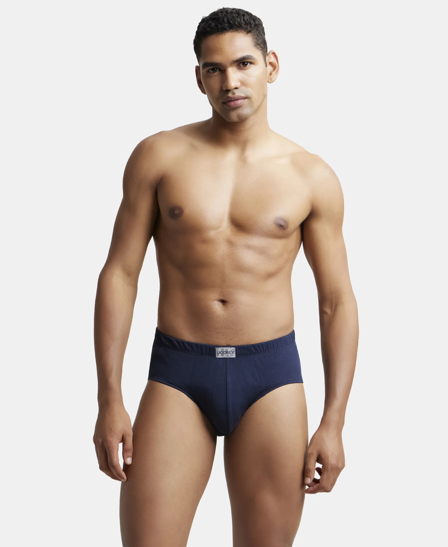Super Combed Cotton Solid Brief with Ultrasoft Concealed Waistband - Deep Navy (Pack of 2) - Image 9