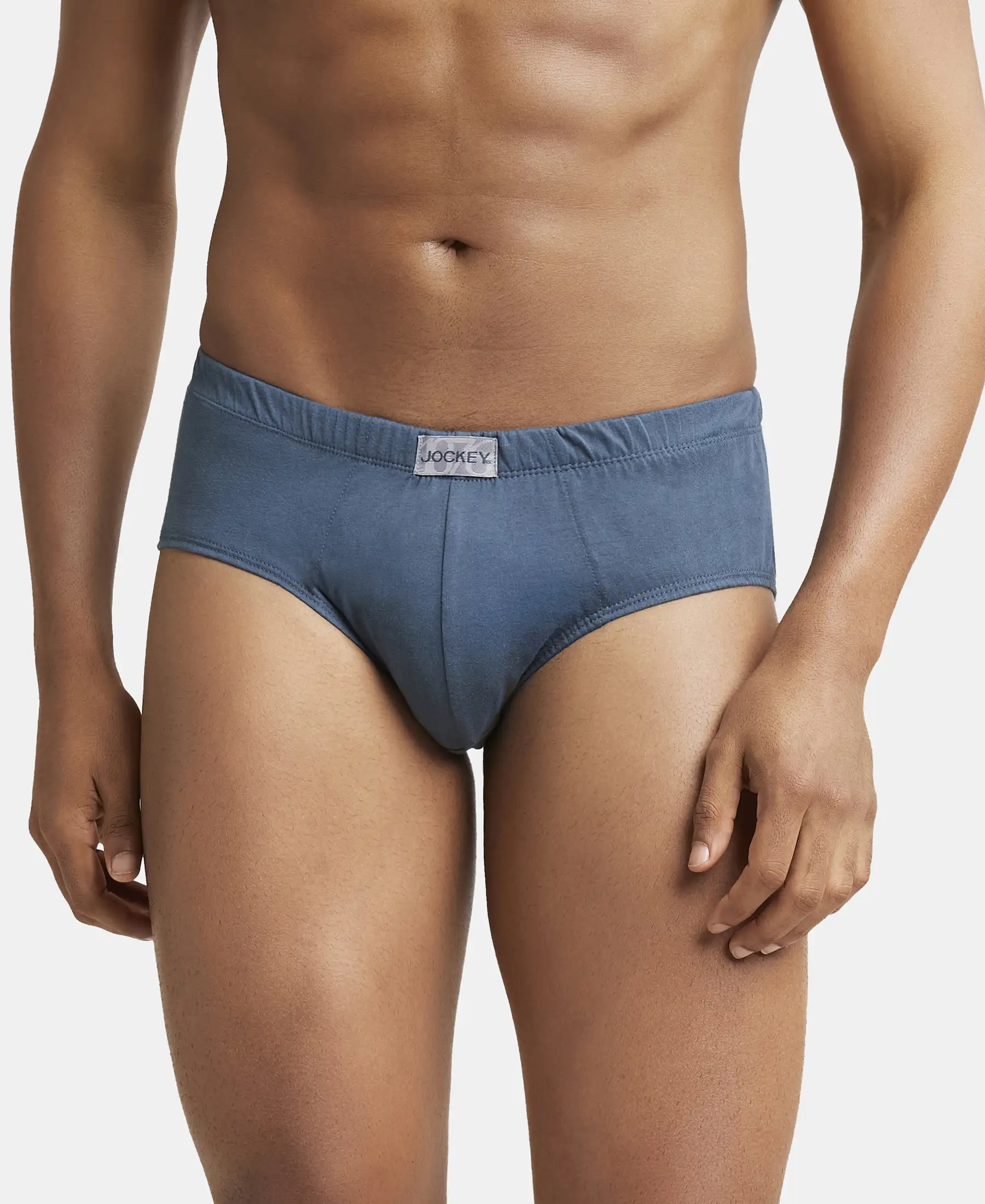 Super Combed Cotton Solid Brief with Ultrasoft Concealed Waistband - Deep Slate