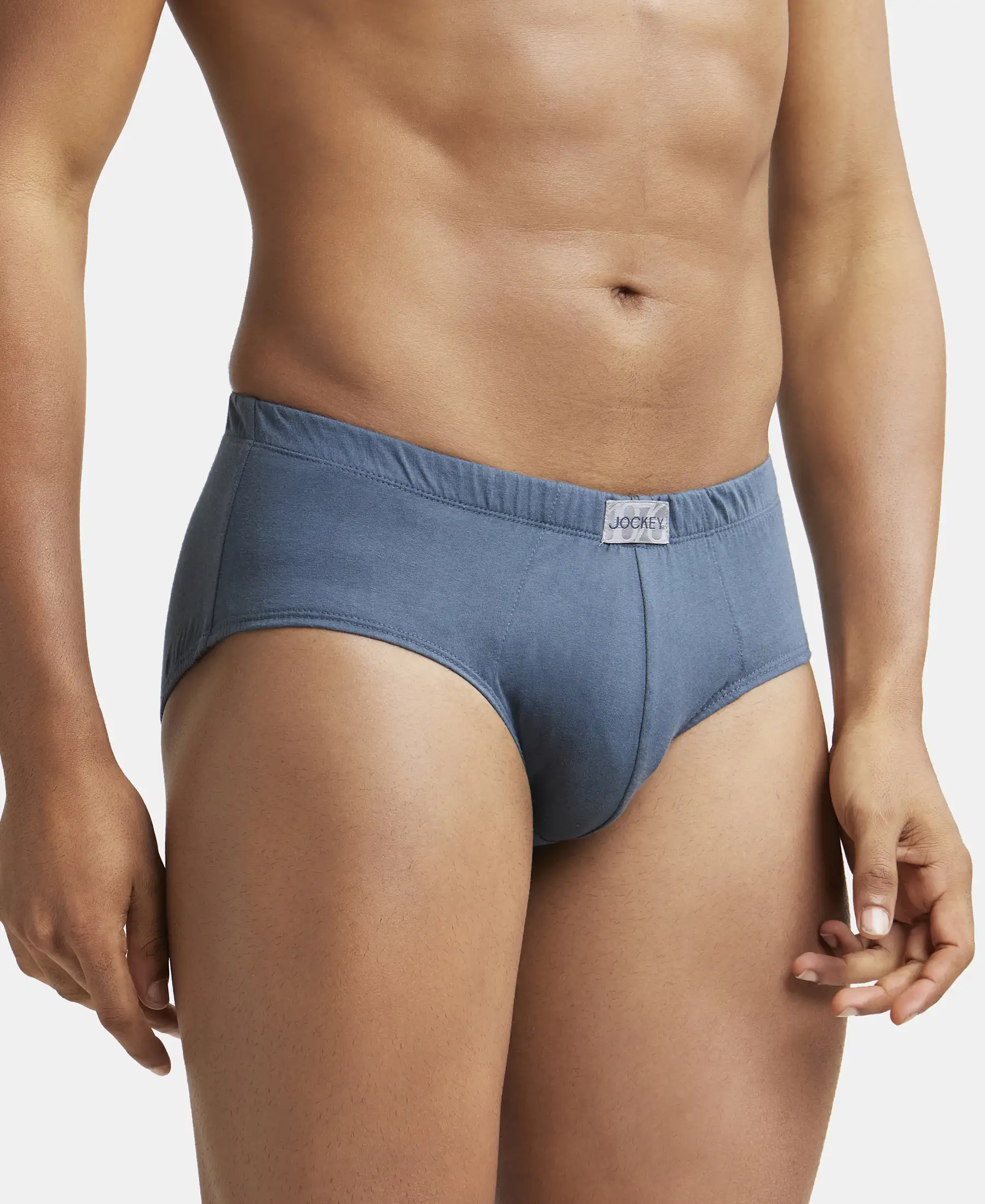 Super Combed Cotton Solid Brief with Ultrasoft Concealed Waistband - Deep Slate - Image 2