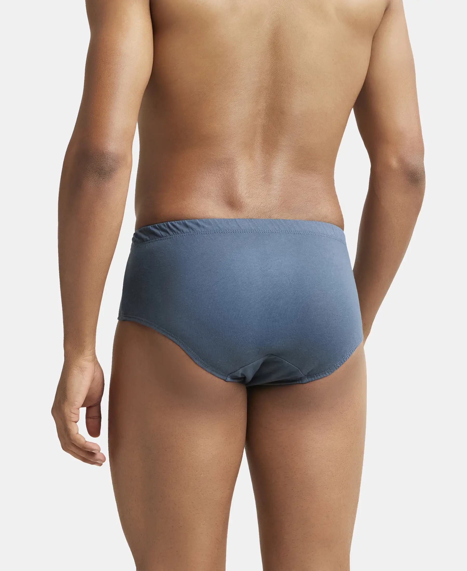 Super Combed Cotton Solid Brief with Ultrasoft Concealed Waistband - Deep Slate - Image 3