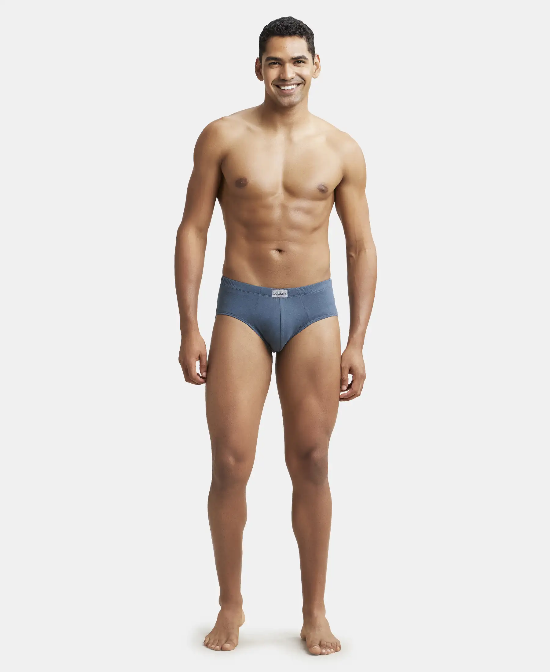 Super Combed Cotton Solid Brief with Ultrasoft Concealed Waistband - Deep Slate - Image 4