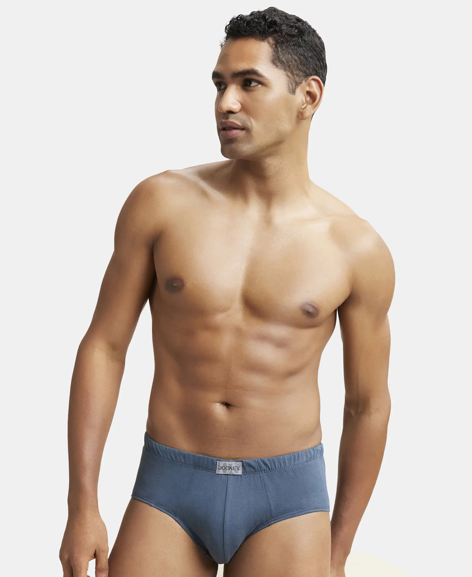 Super Combed Cotton Solid Brief with Ultrasoft Concealed Waistband - Deep Slate - Image 5