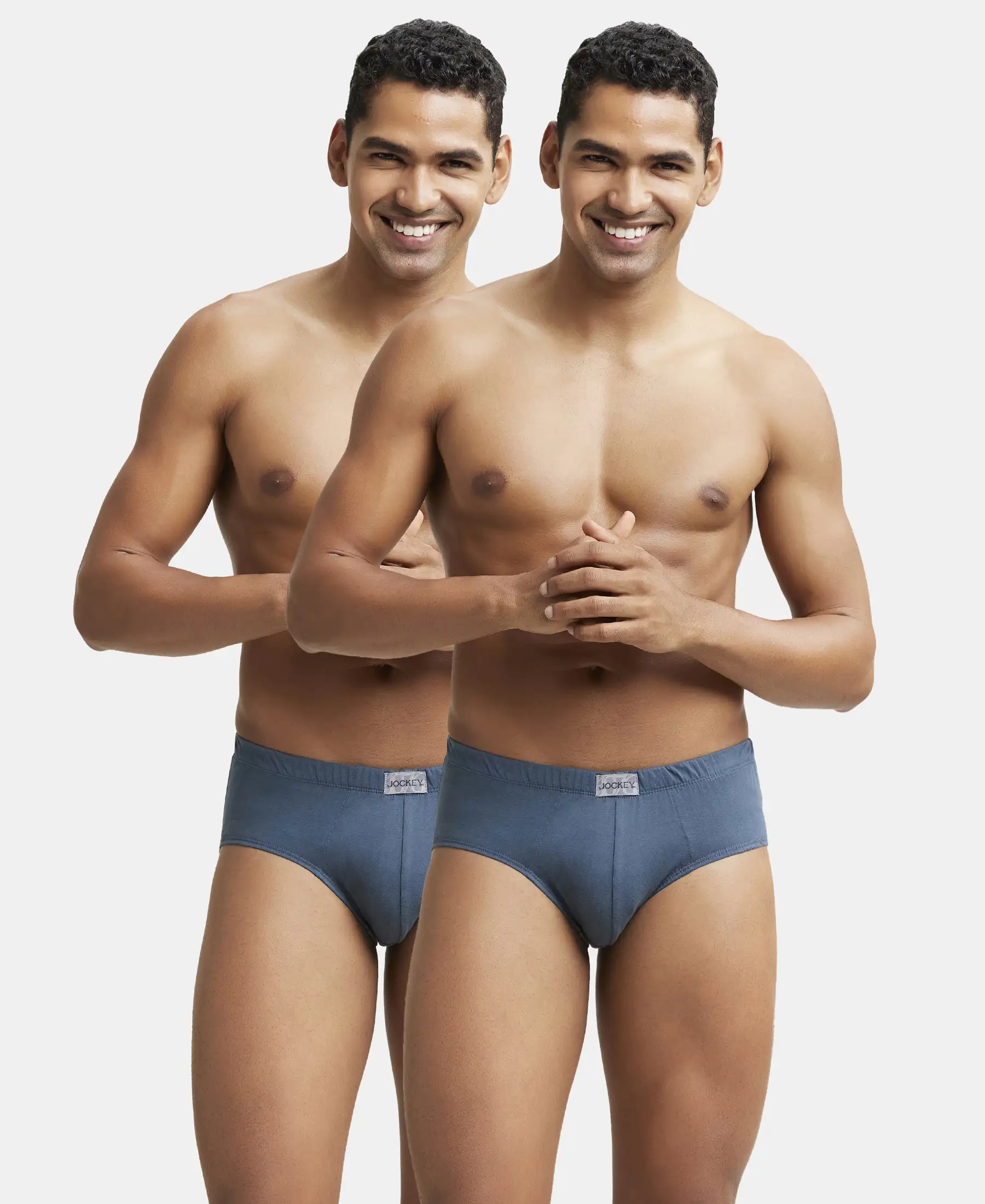 Super Combed Cotton Solid Brief with Ultrasoft Concealed Waistband - Deep Slate (Pack of 2) - Image 5
