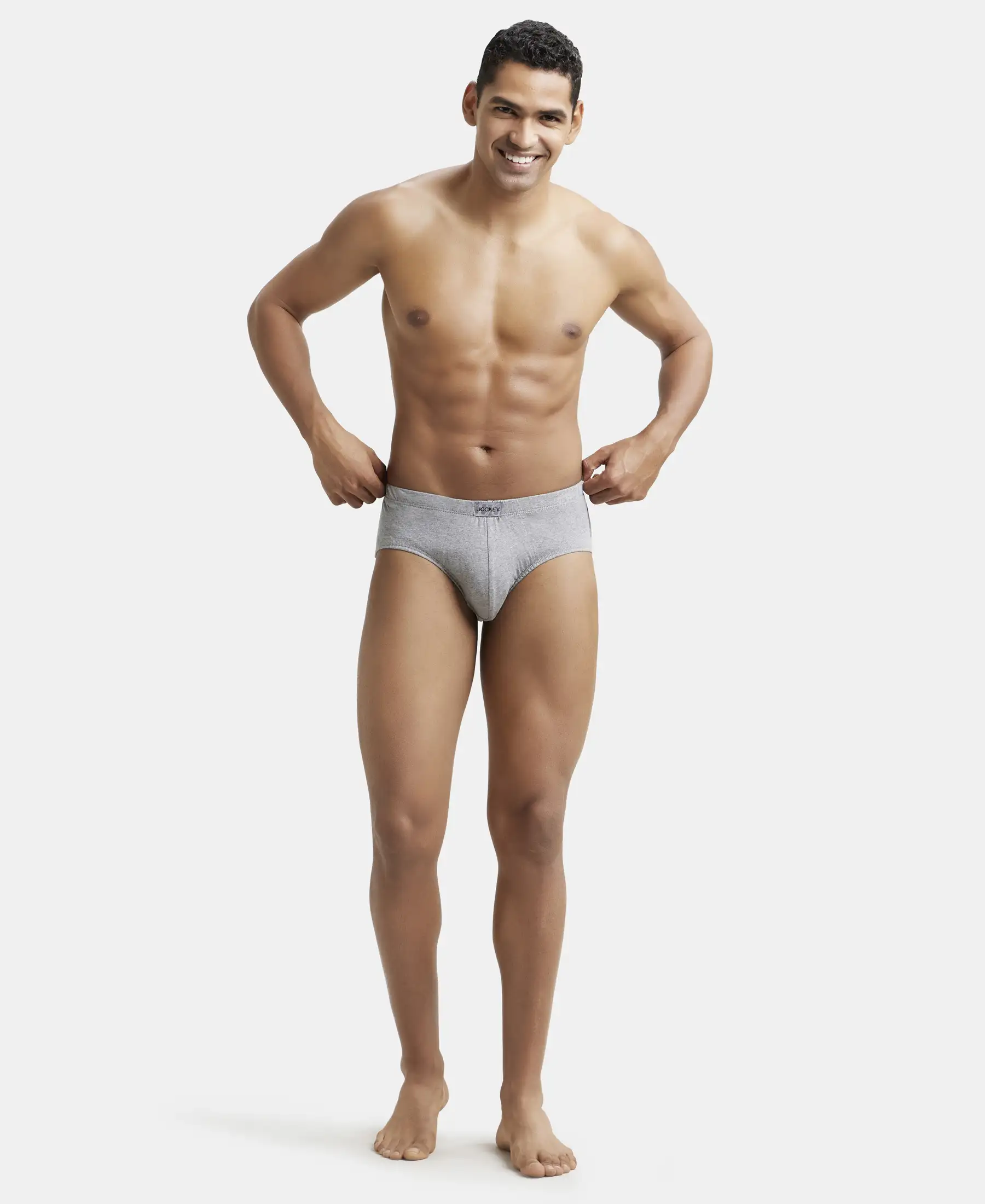 Super Combed Cotton Solid Brief with Ultrasoft Concealed Waistband - Grey Melange - Image 4