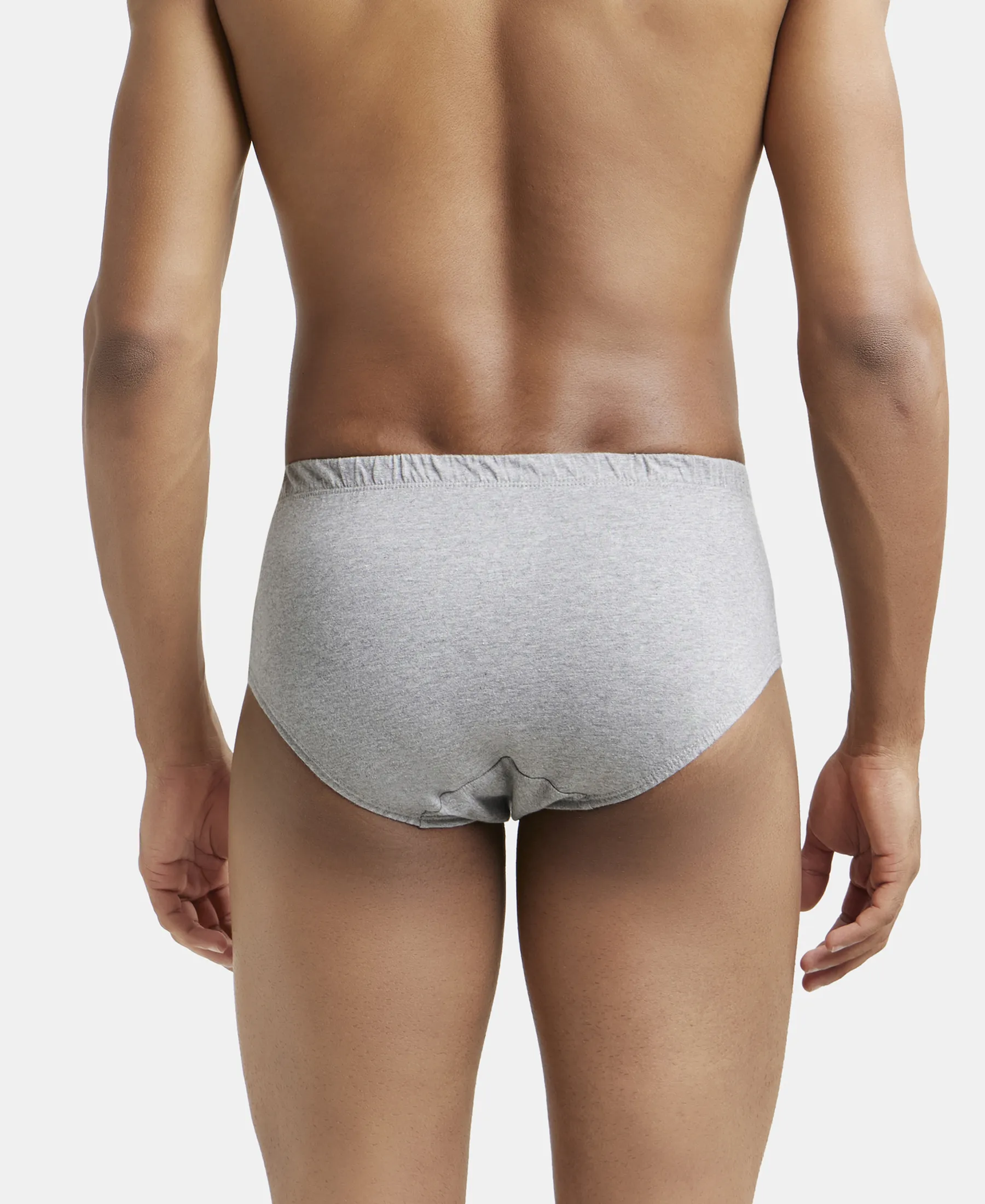 Super Combed Cotton Solid Brief with Ultrasoft Concealed Waistband - Grey Melange (Pack of 2) - Image 3