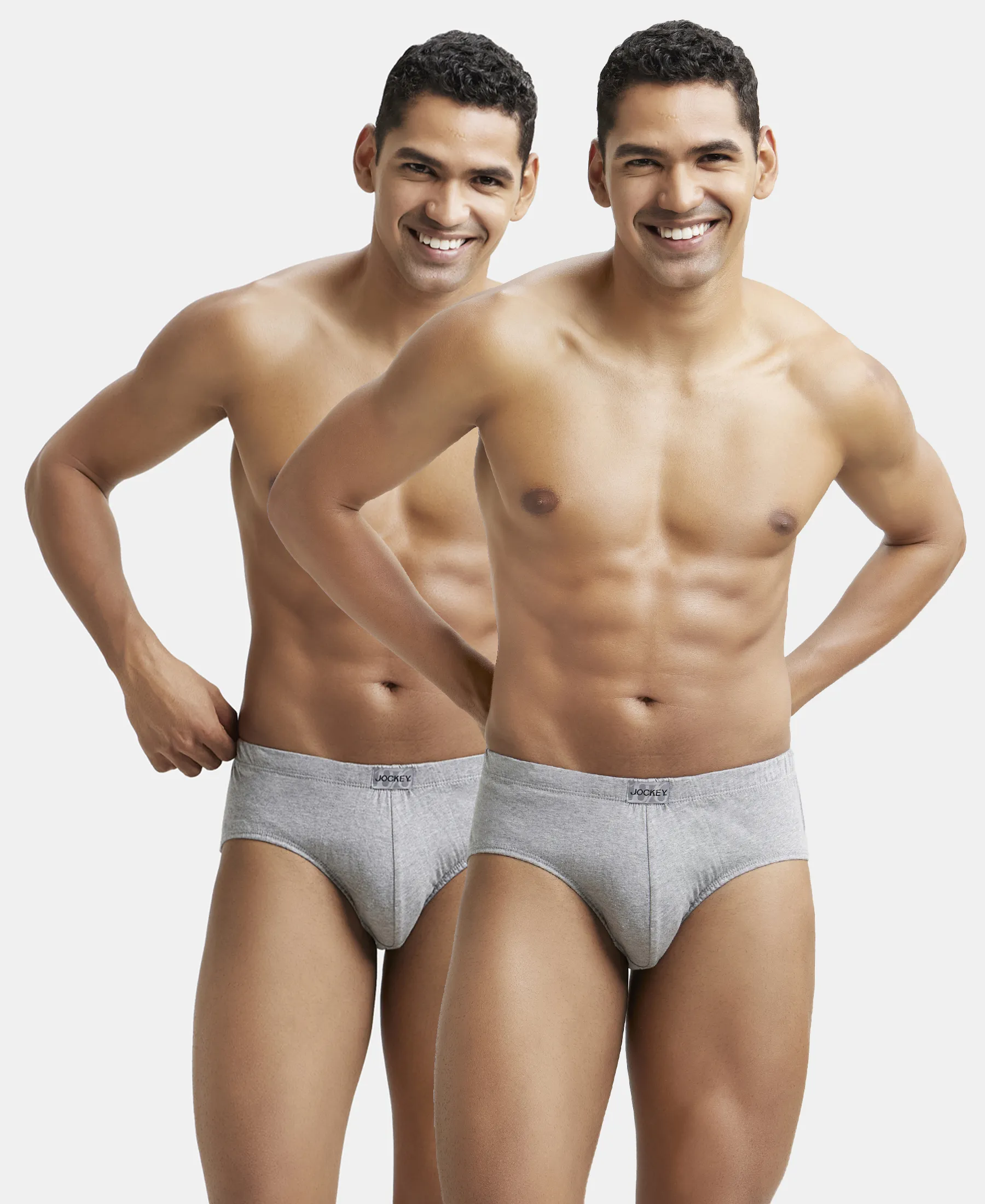 Super Combed Cotton Solid Brief with Ultrasoft Concealed Waistband - Grey Melange (Pack of 2) - Image 5
