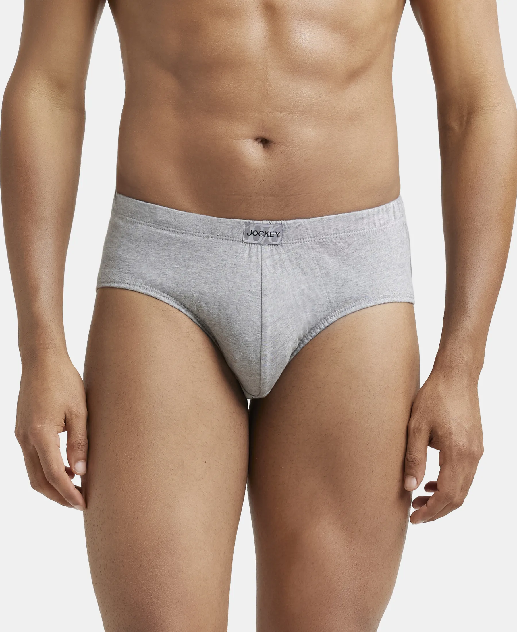 Super Combed Cotton Solid Brief with Ultrasoft Concealed Waistband - Grey Melange (Pack of 2) - Image 7