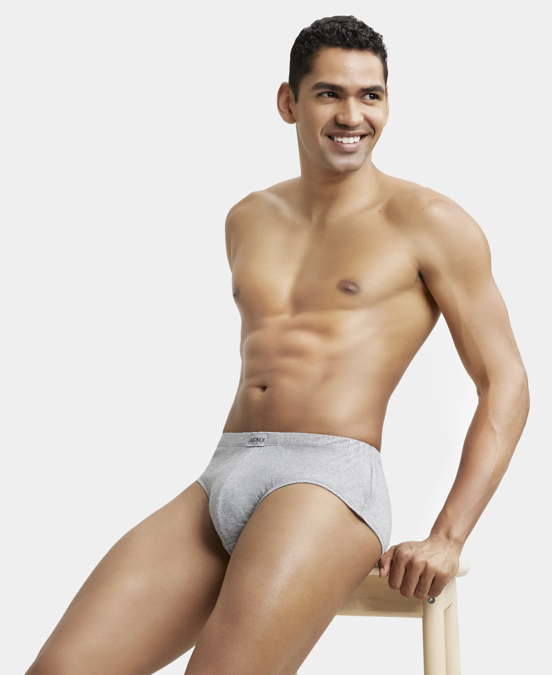 Super Combed Cotton Solid Brief with Ultrasoft Concealed Waistband - Grey Melange (Pack of 2) - Image 8