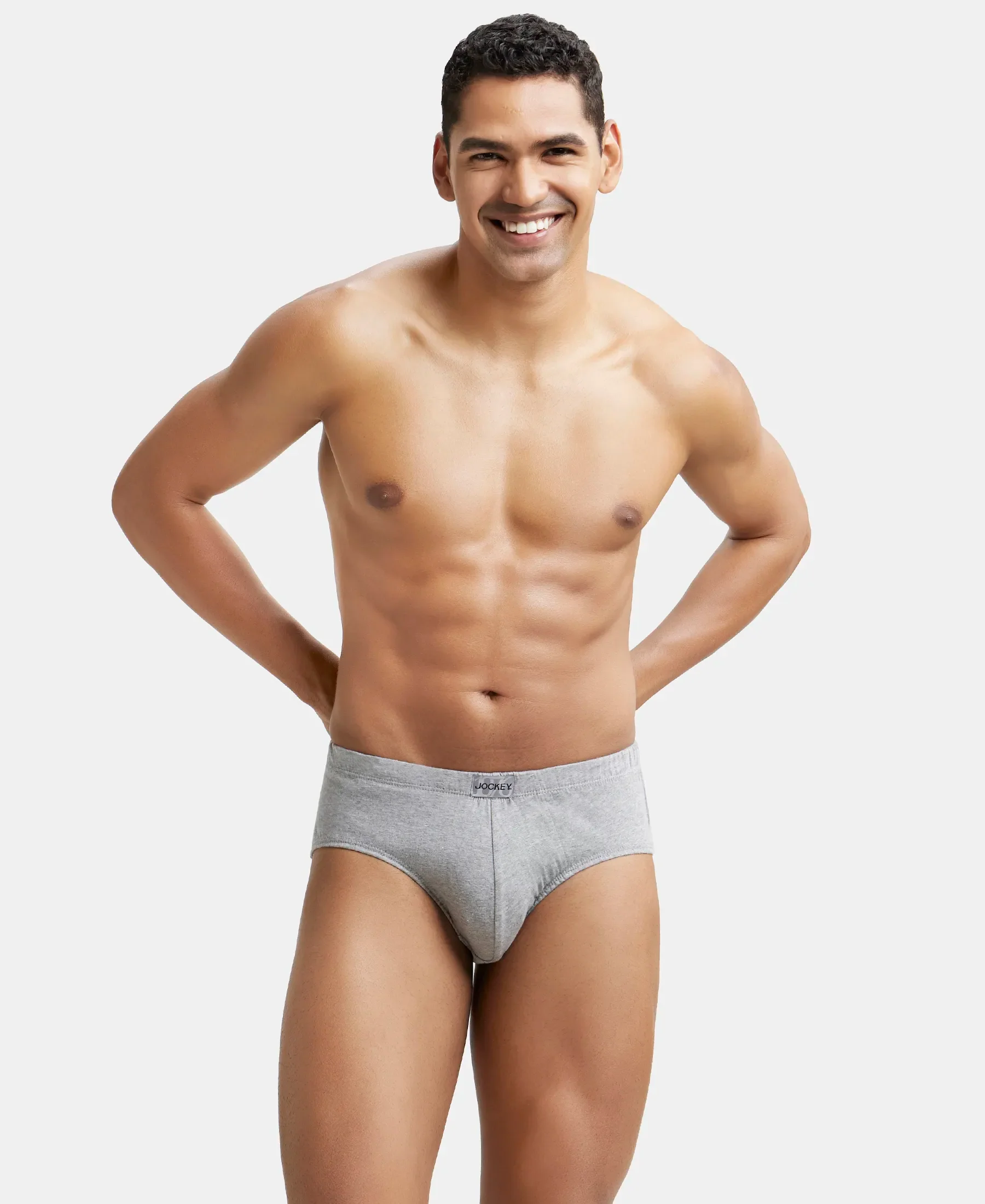 Super Combed Cotton Solid Brief with Ultrasoft Concealed Waistband - Grey Melange (Pack of 2) - Image 9
