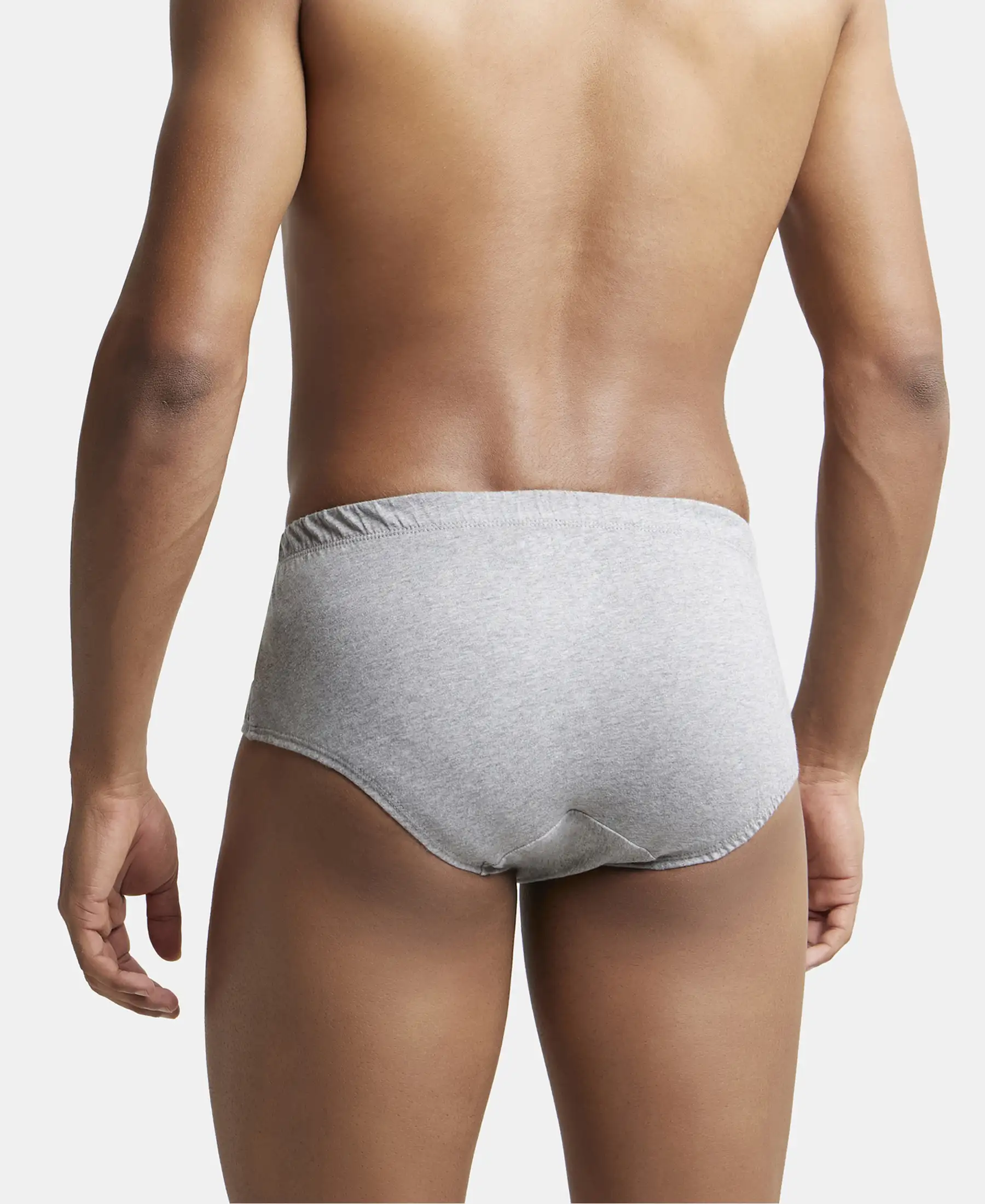 Super Combed Cotton Solid Brief with Ultrasoft Concealed Waistband - Grey Melange (Pack of 3) - Image 3