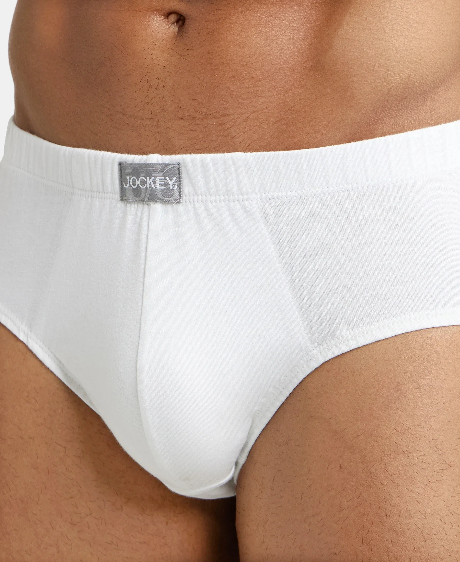 Super Combed Cotton Solid Brief with Ultrasoft Concealed Waistband - White (Pack of 3) - Image 6