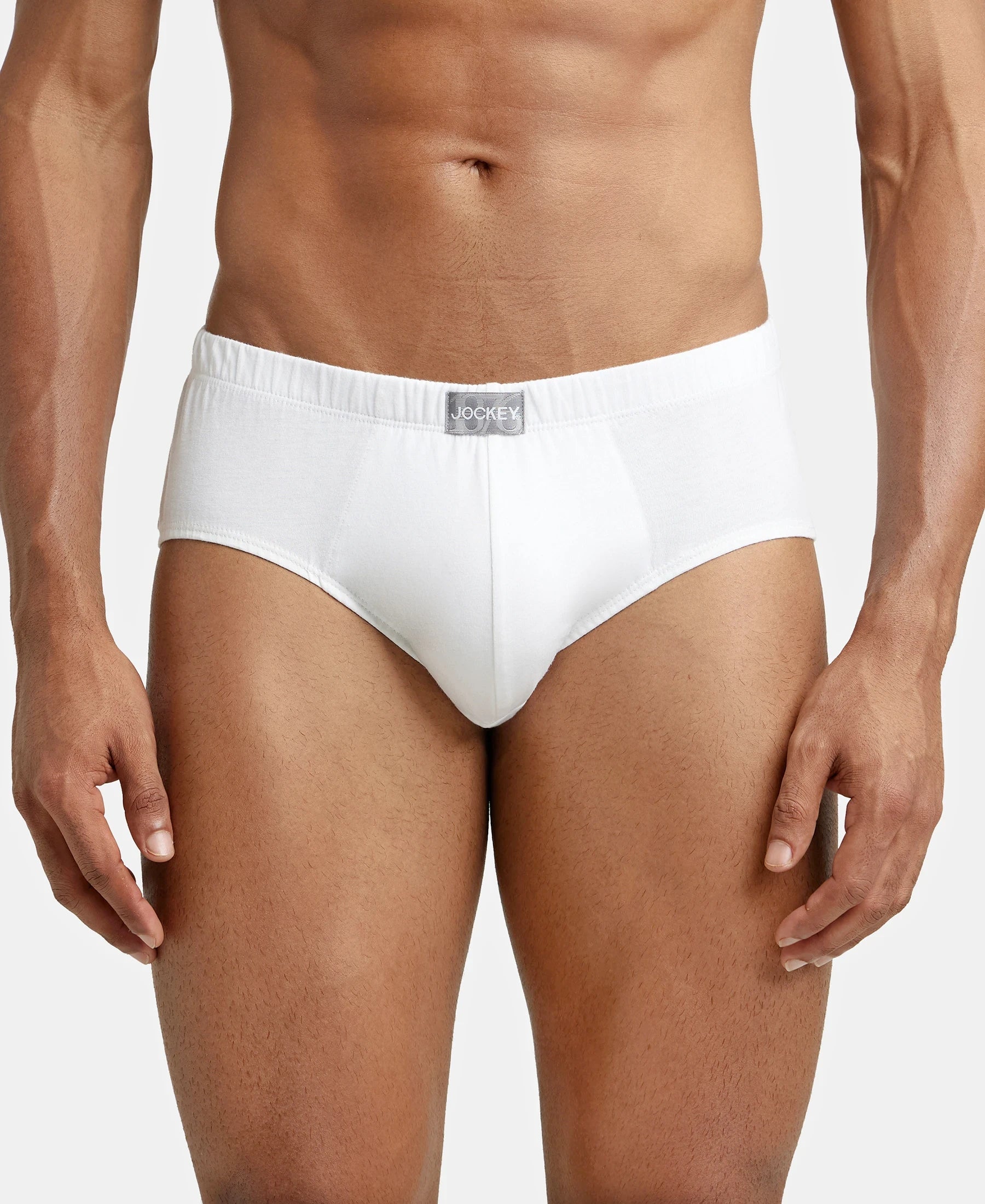 Super Combed Cotton Solid Brief with Ultrasoft Concealed Waistband - White (Pack of 3) - Image 7