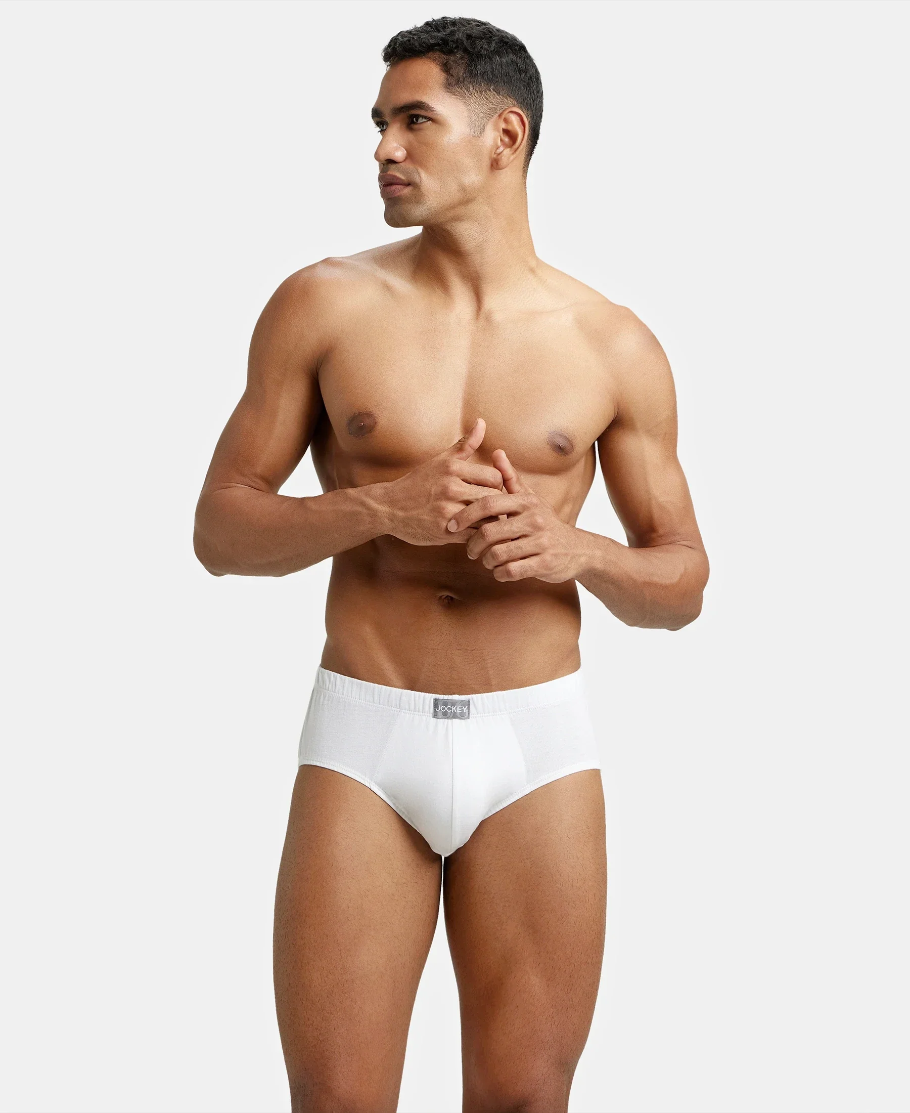 Super Combed Cotton Solid Brief with Ultrasoft Concealed Waistband - White (Pack of 3) - Image 8