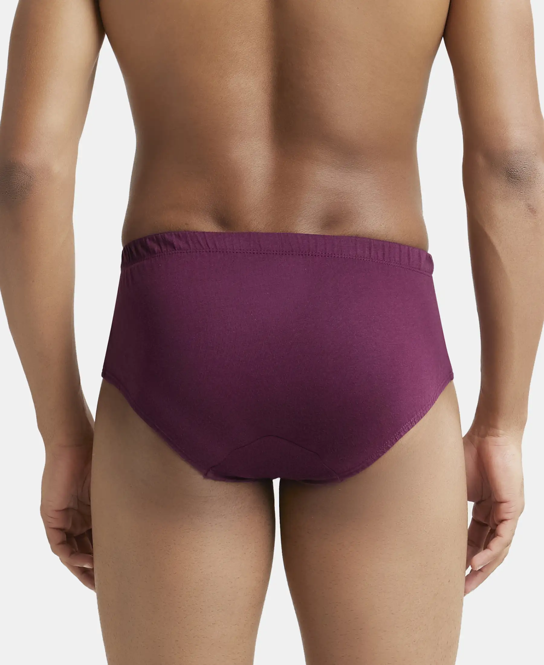 Super Combed Cotton Solid Brief with Ultrasoft Concealed Waistband - Wine Tasting (Pack of 2) - Image 3