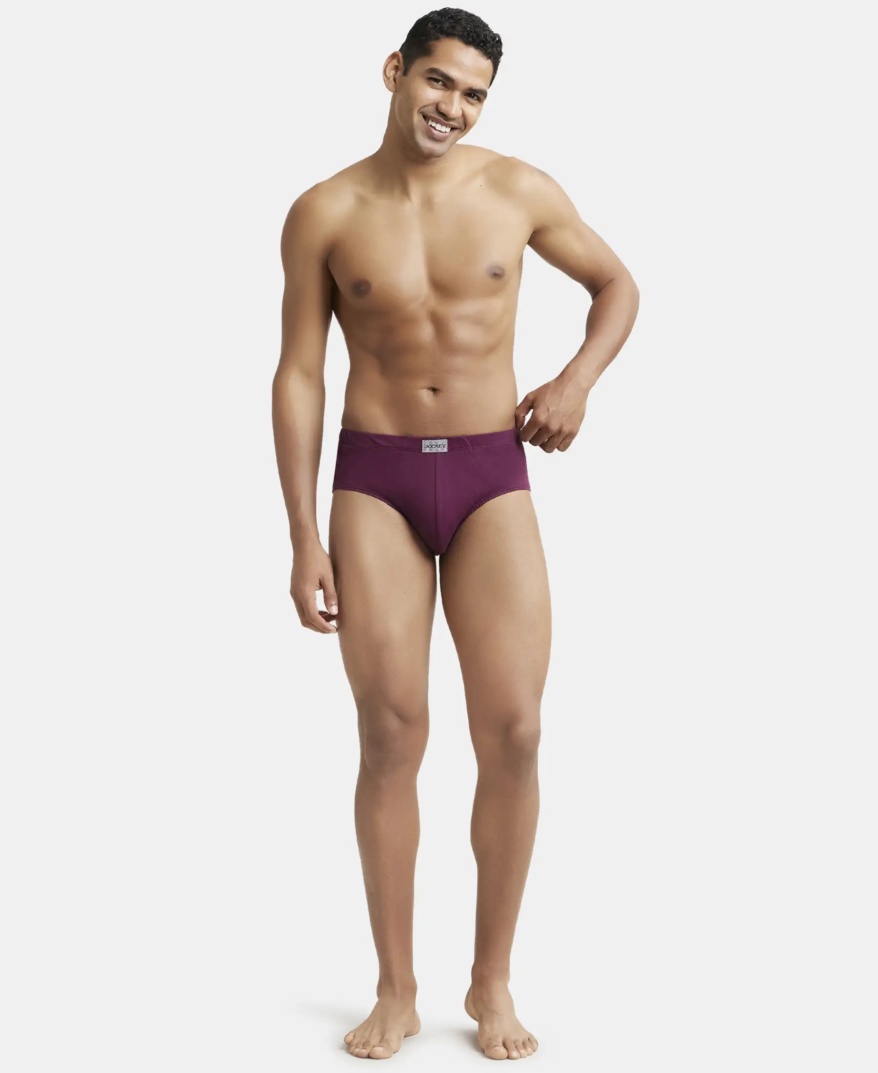 Super Combed Cotton Solid Brief with Ultrasoft Concealed Waistband - Wine Tasting (Pack of 2) - Image 4