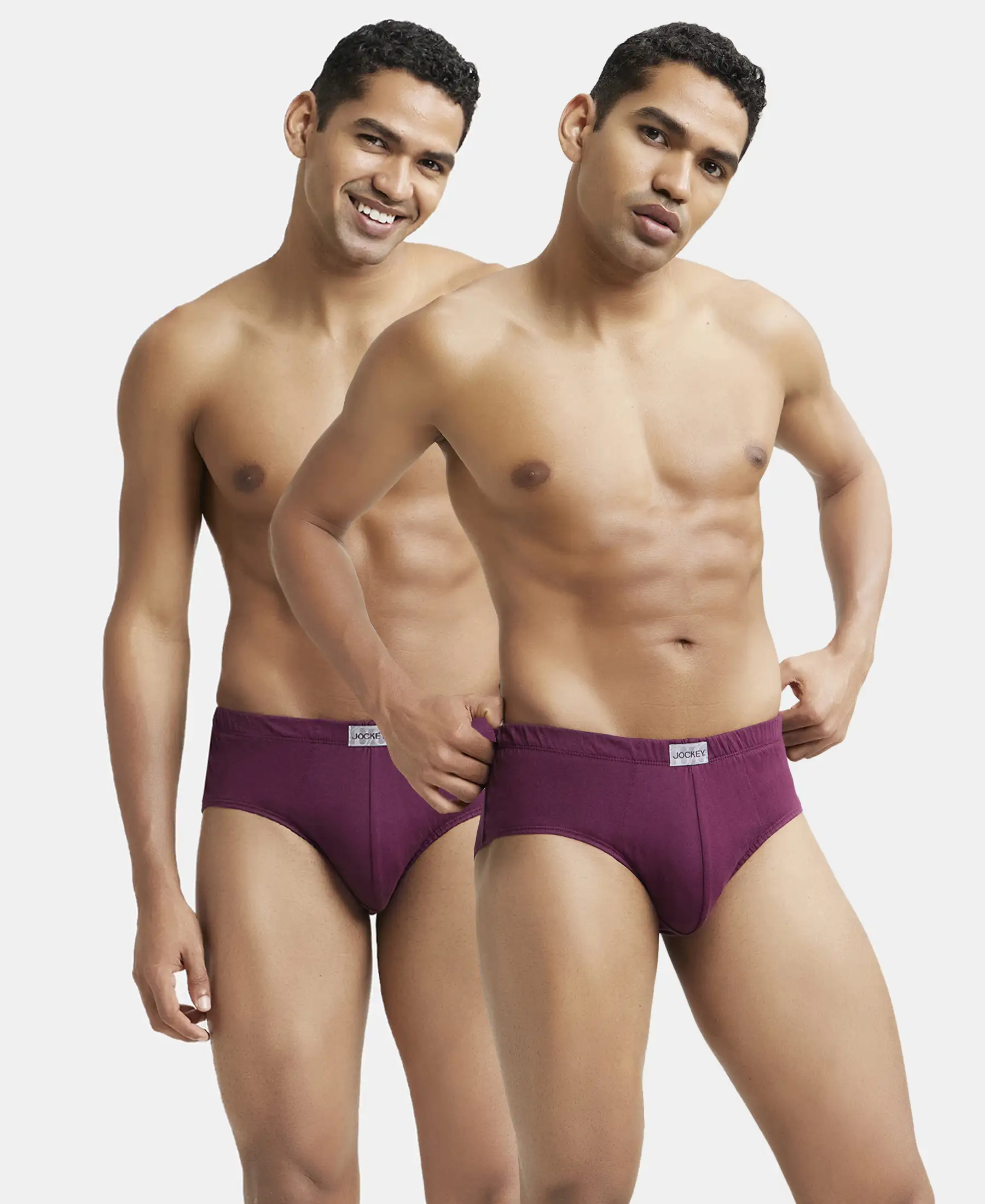 Super Combed Cotton Solid Brief with Ultrasoft Concealed Waistband - Wine Tasting (Pack of 2) - Image 5