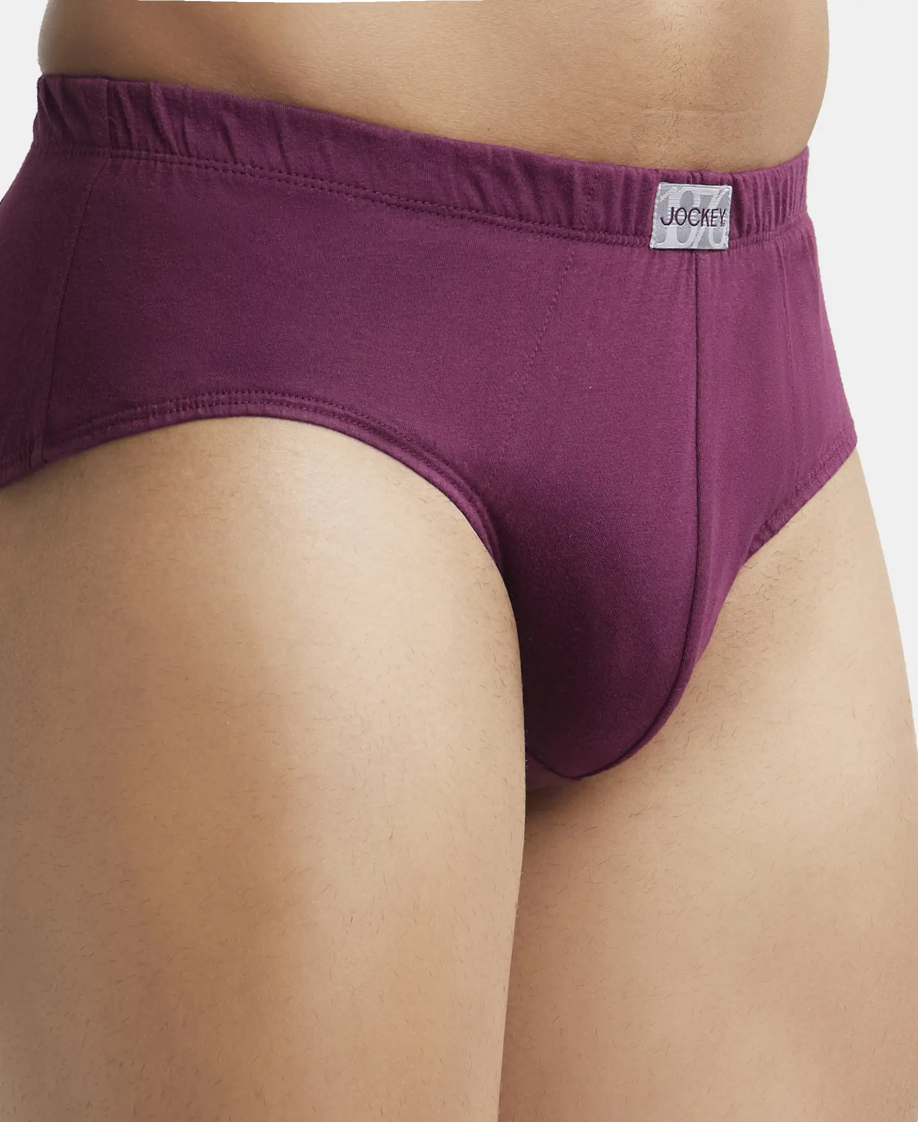 Super Combed Cotton Solid Brief with Ultrasoft Concealed Waistband - Wine Tasting (Pack of 2) - Image 6