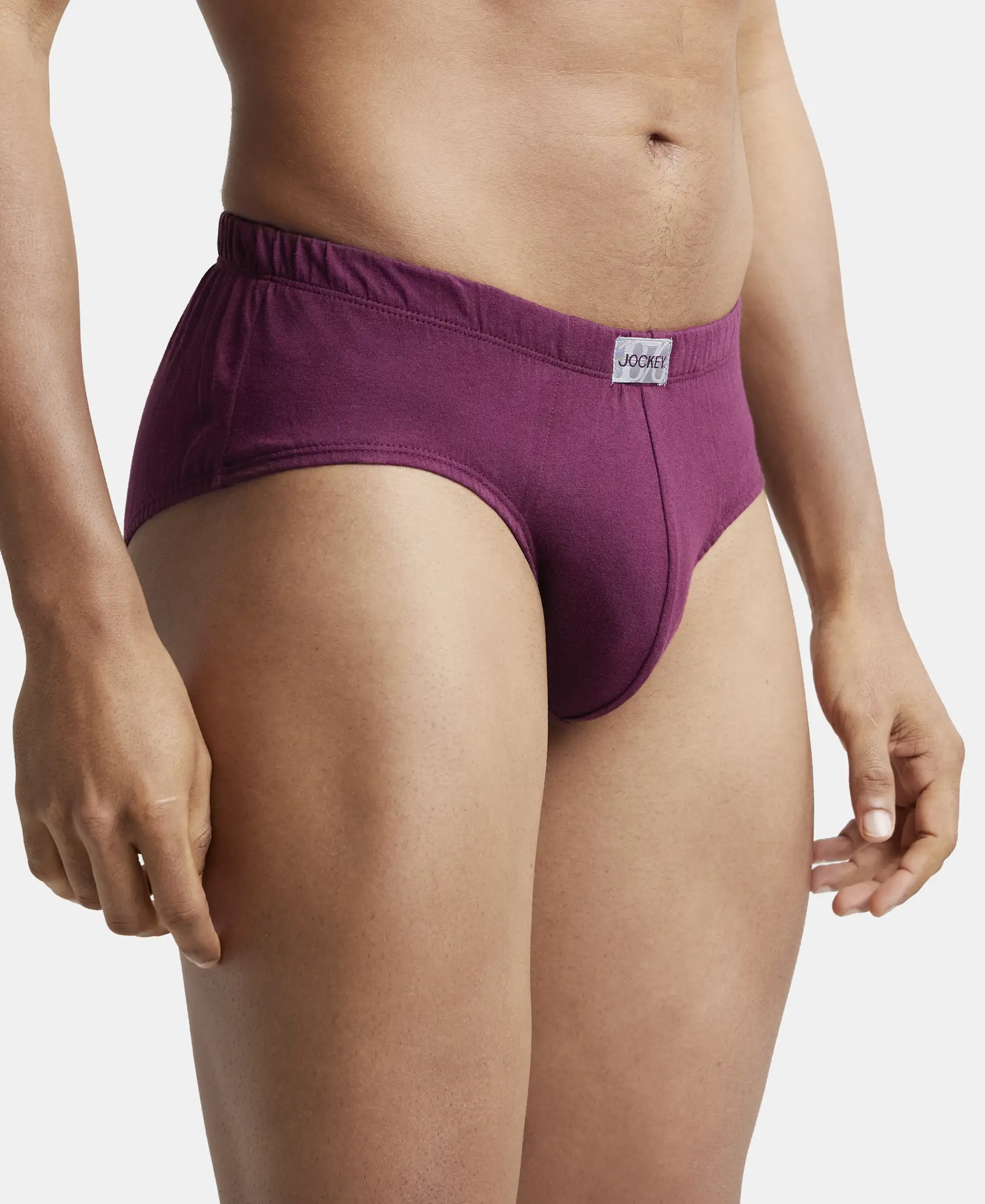 Super Combed Cotton Solid Brief with Ultrasoft Concealed Waistband - Wine Tasting (Pack of 3) - Image 2