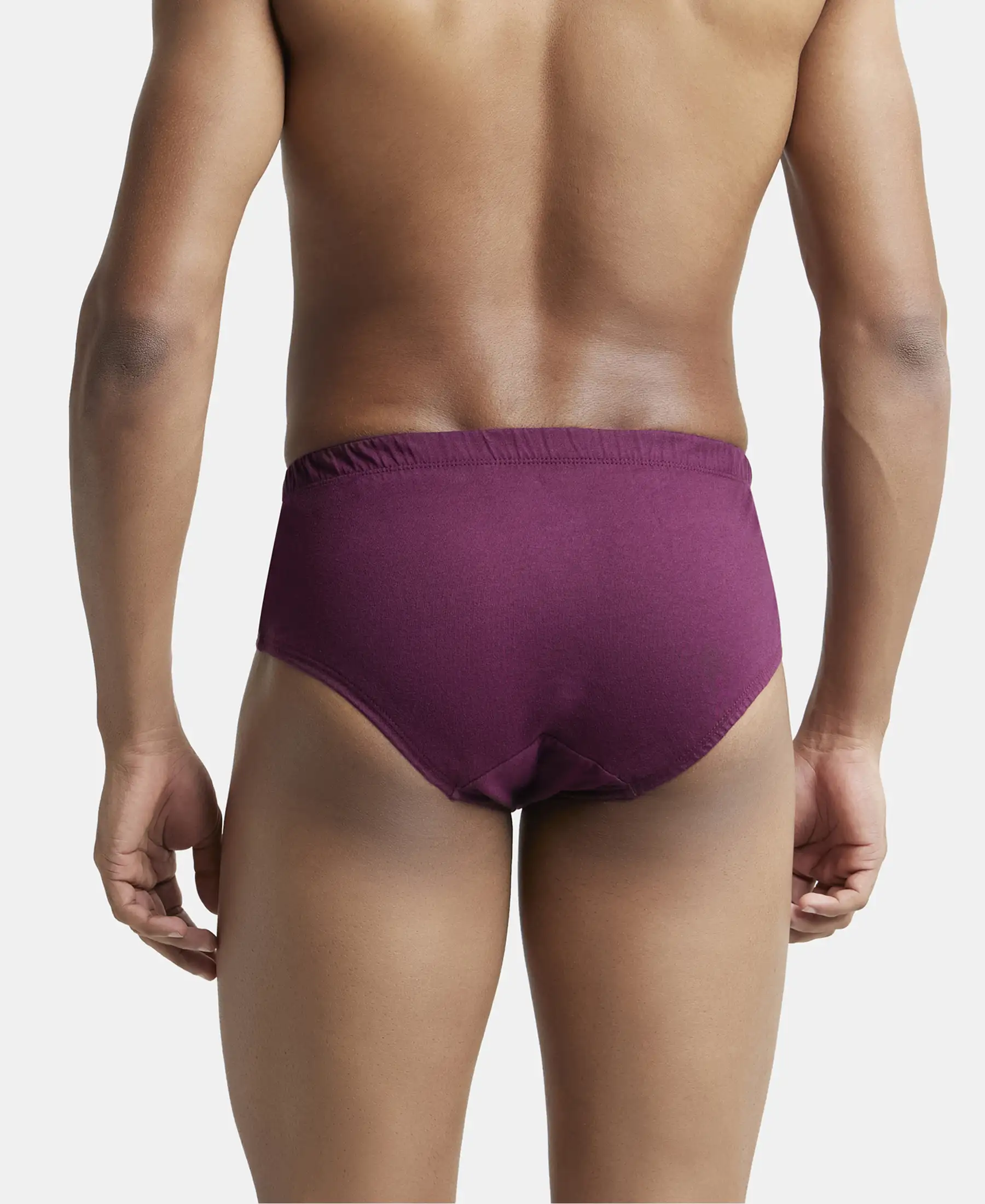 Super Combed Cotton Solid Brief with Ultrasoft Concealed Waistband - Wine Tasting (Pack of 3) - Image 3